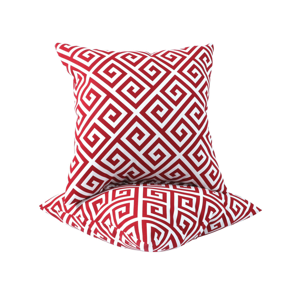 2 Pack Outdoor Throw Pillows - Waterproof & Fade-Resistant (18x18 Inch, Red)