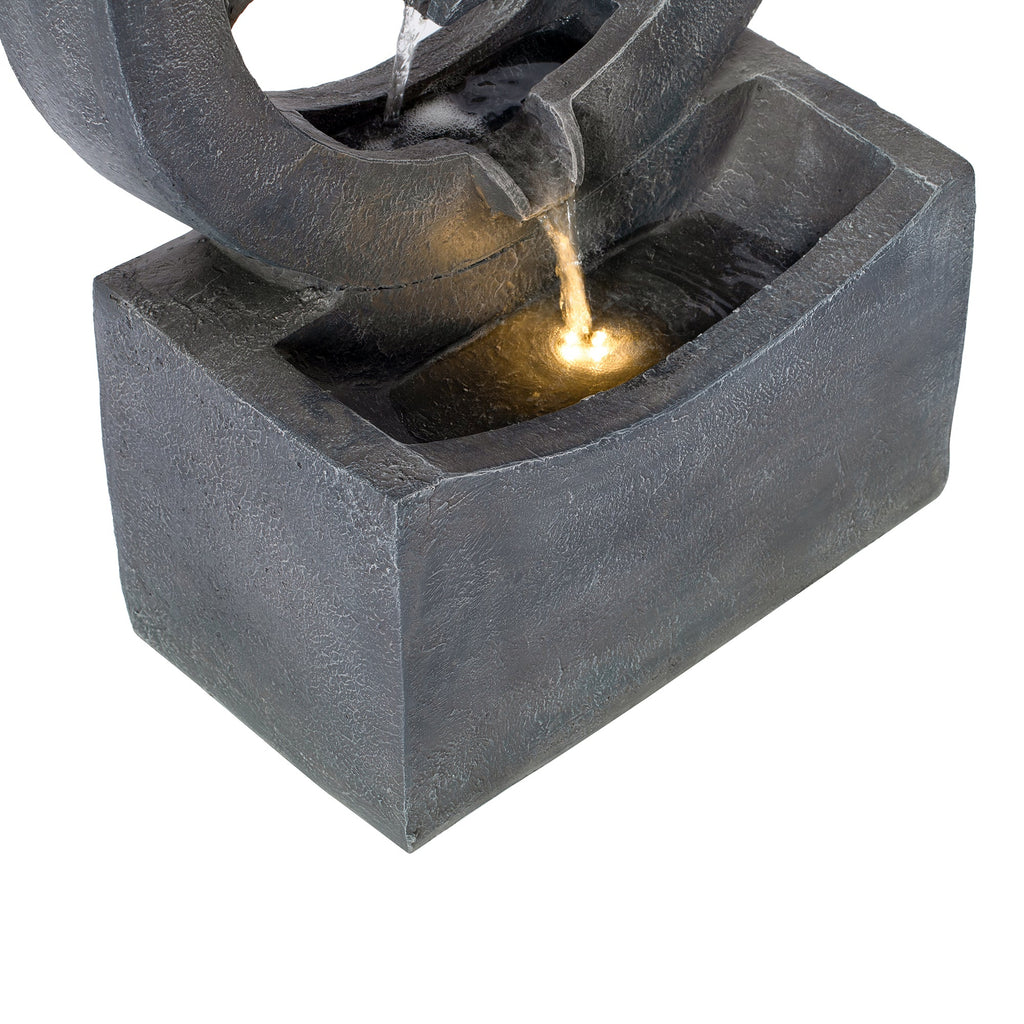 26.77'H Gray Circular Polyresin Outdoor Water Fountain with LED Light