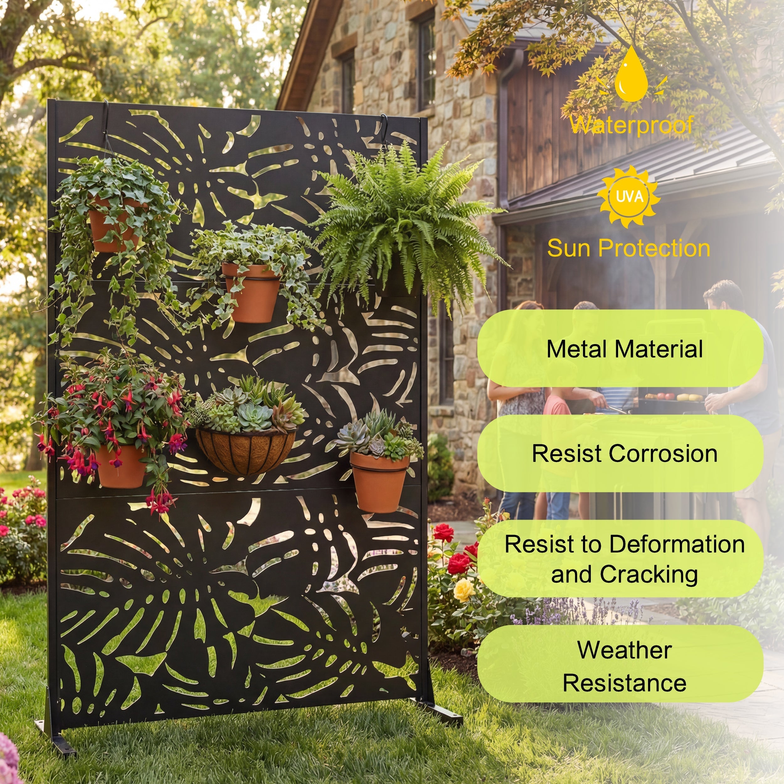 Metal Privacy Screens 3.3Ft x 6Ft Outdoor and Indoor Divider