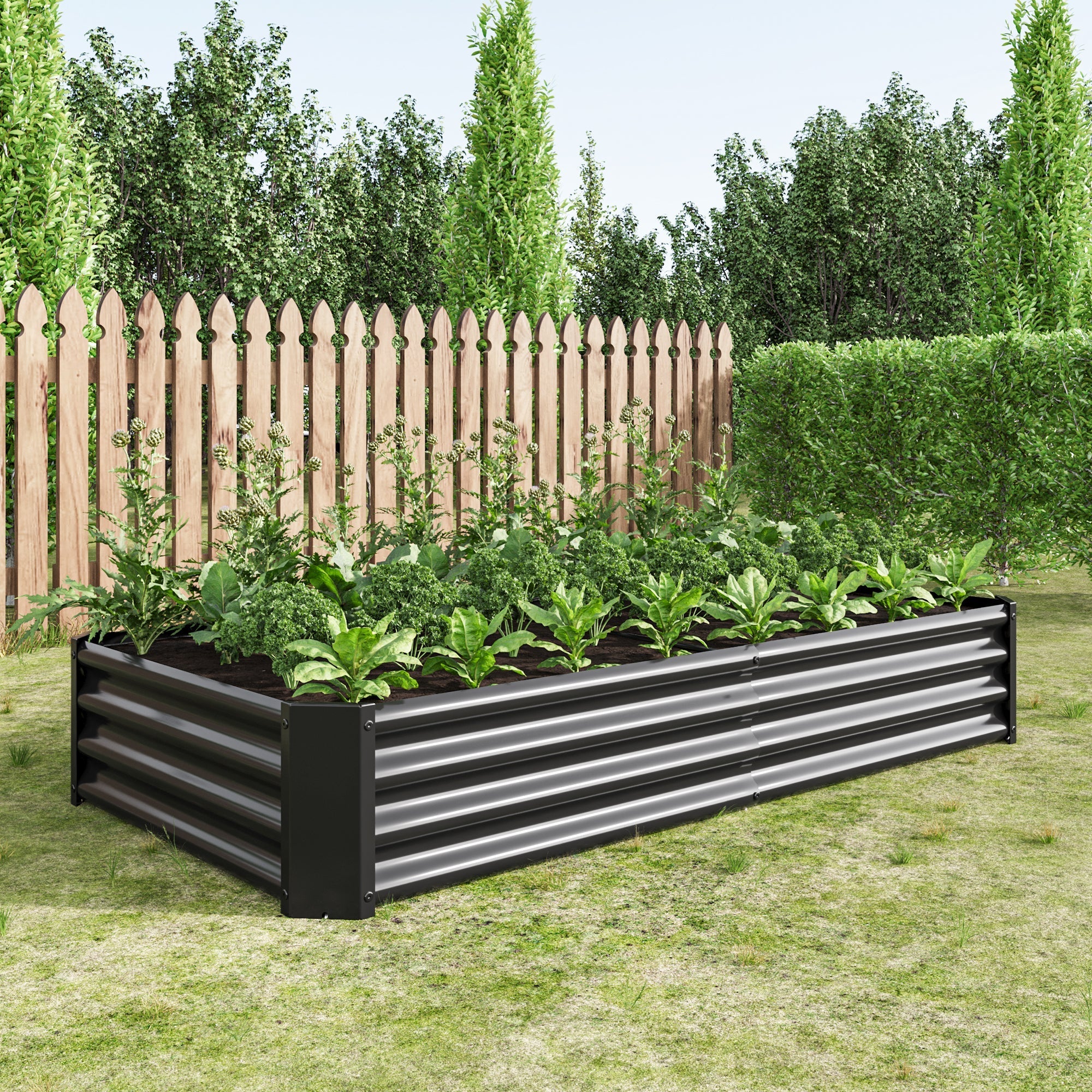 Raised Garden Bed Outdoor 6×3×1 ft Metal Raised Rectangle Planter Bed