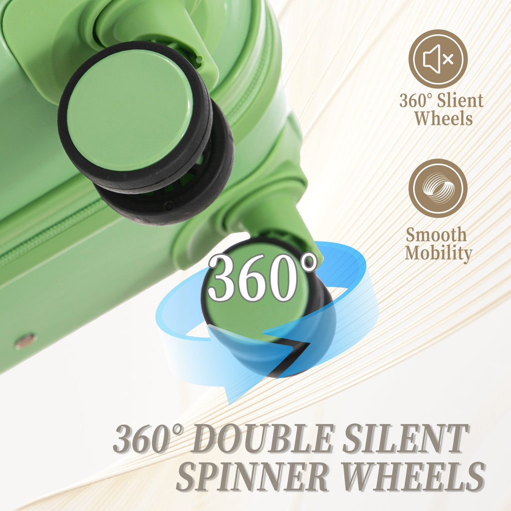 HIFINE Tourist 3-Piece Spinner Wheel Luggage Set in Green