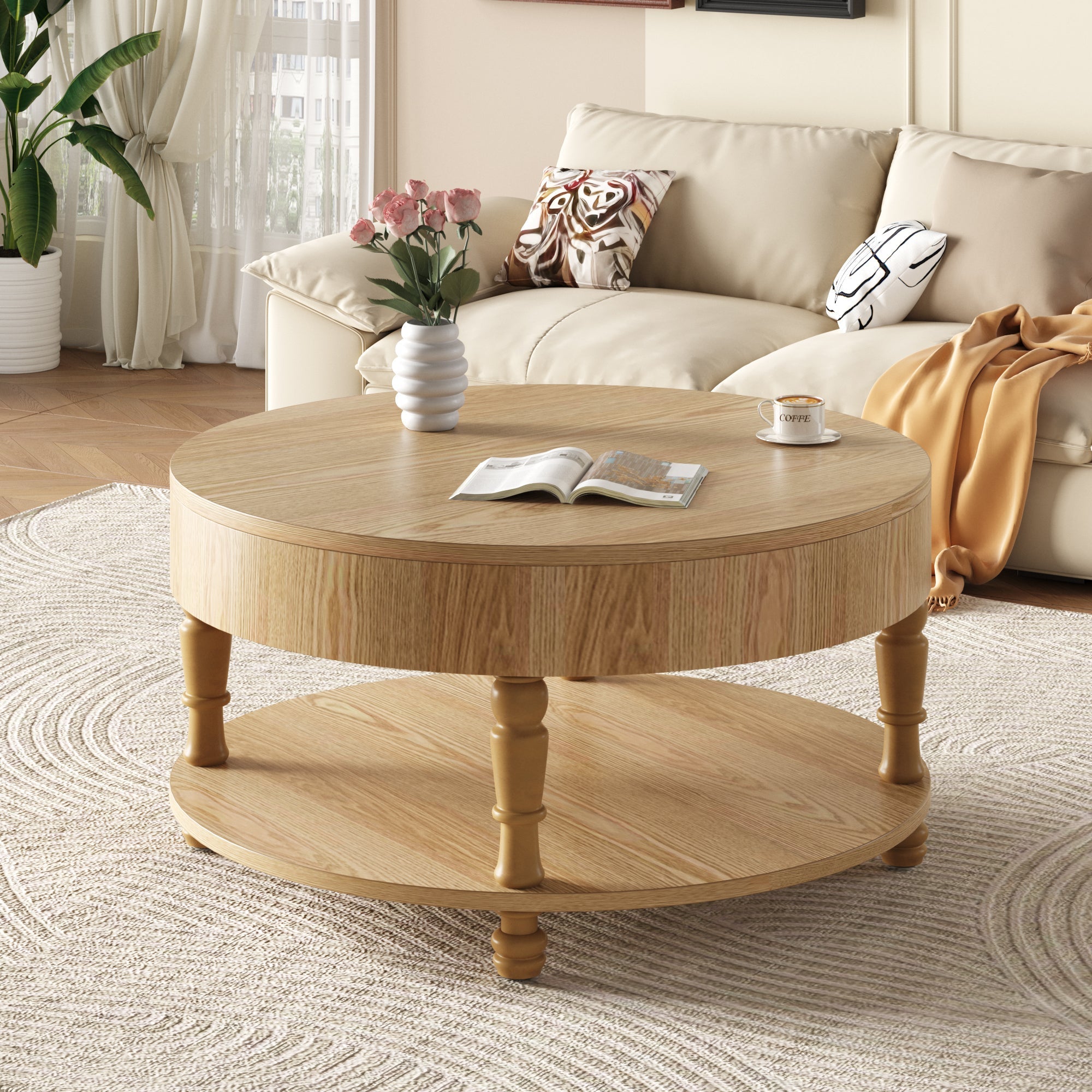 Coffee Table with Dual Storage for Living Room