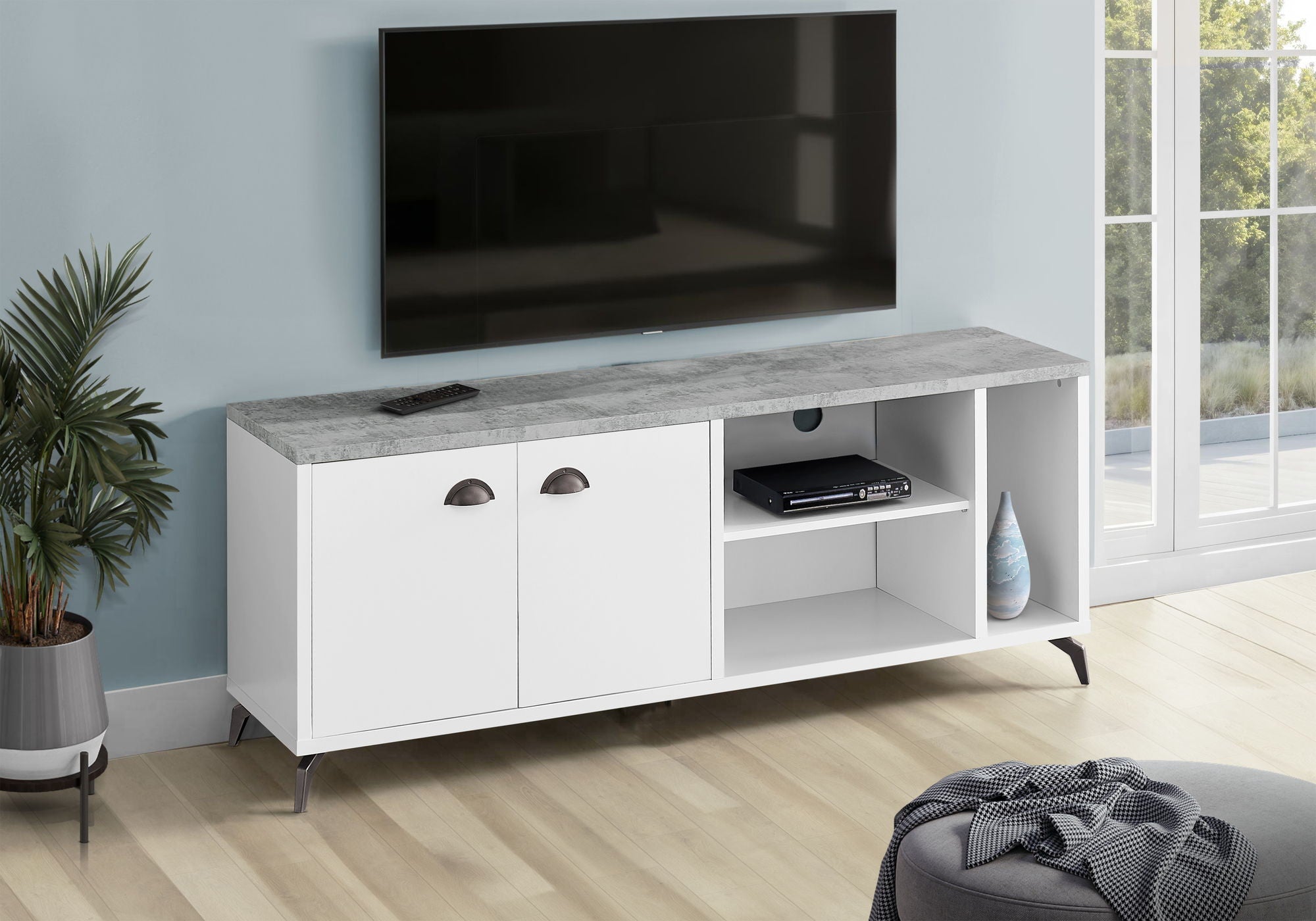 Contemporary TV Stand Console with Storage Cabinet