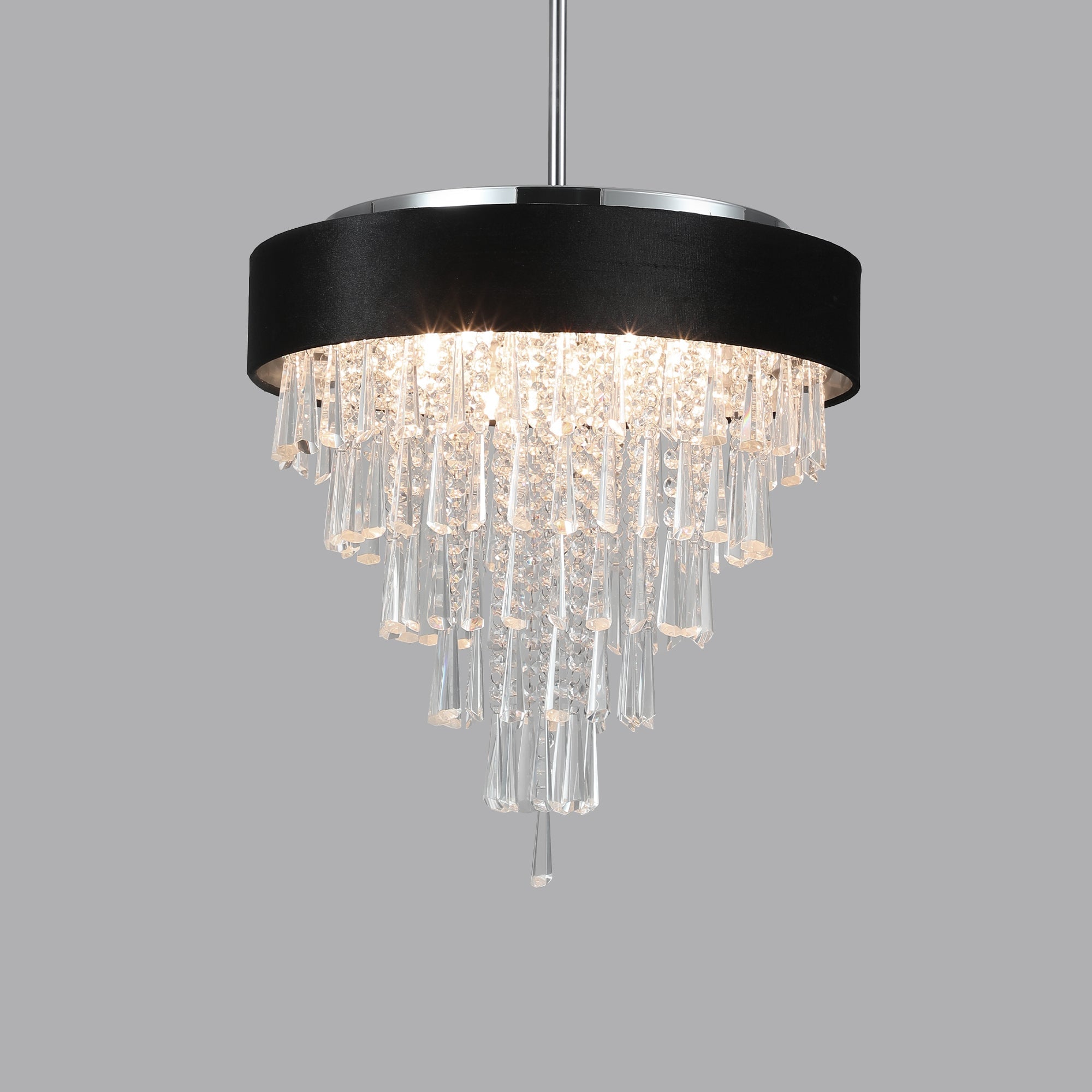18-inch Modern Crystal Chandelier with Black Velvet Shade