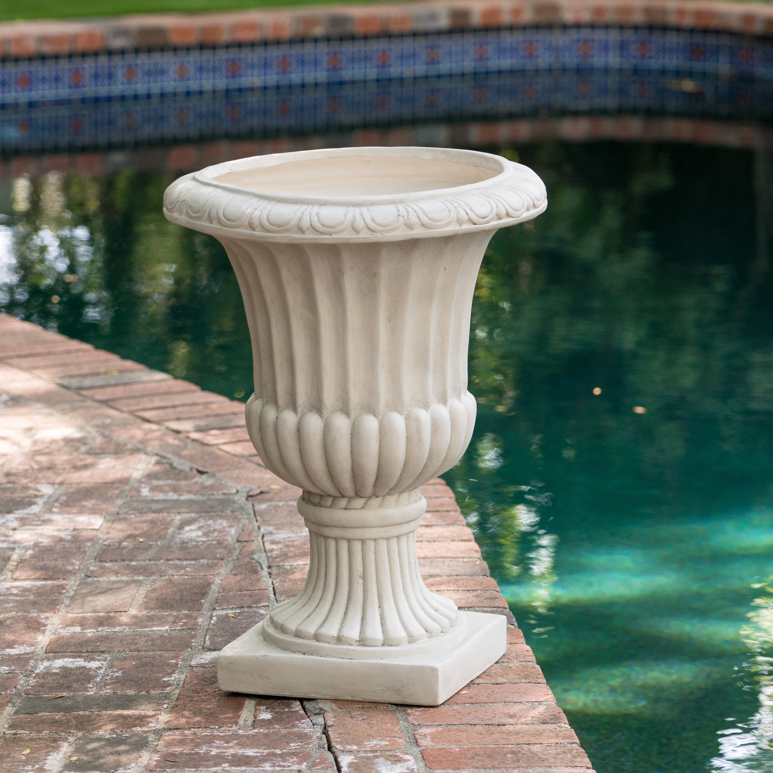 26.5" H Classic Antique White Italian Urn Planter