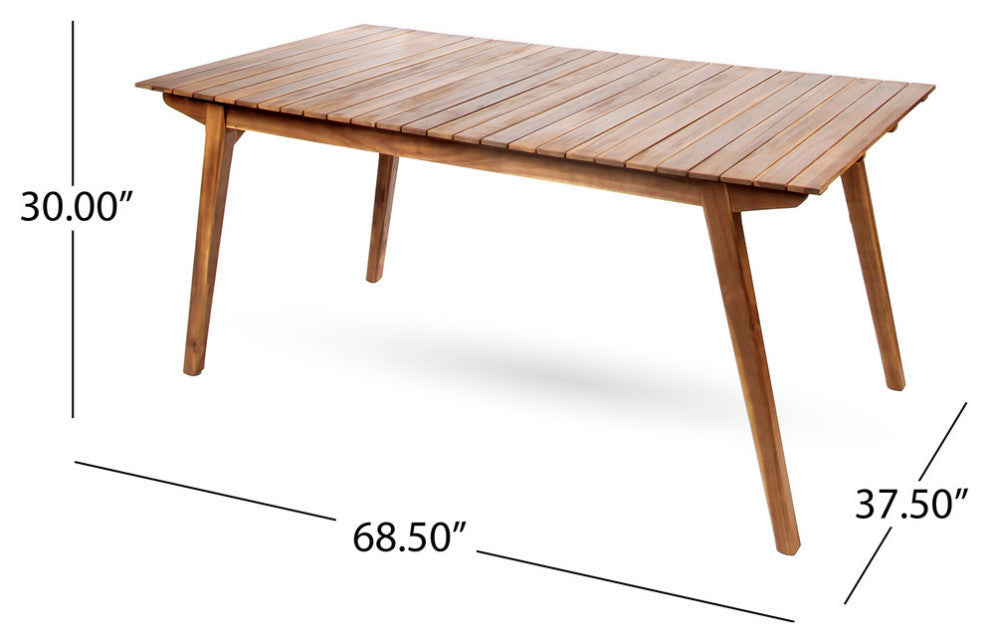 Outdoor 7 Pieces Acacia Wood Dining Set with Taiga 69 Table and Teak Finish