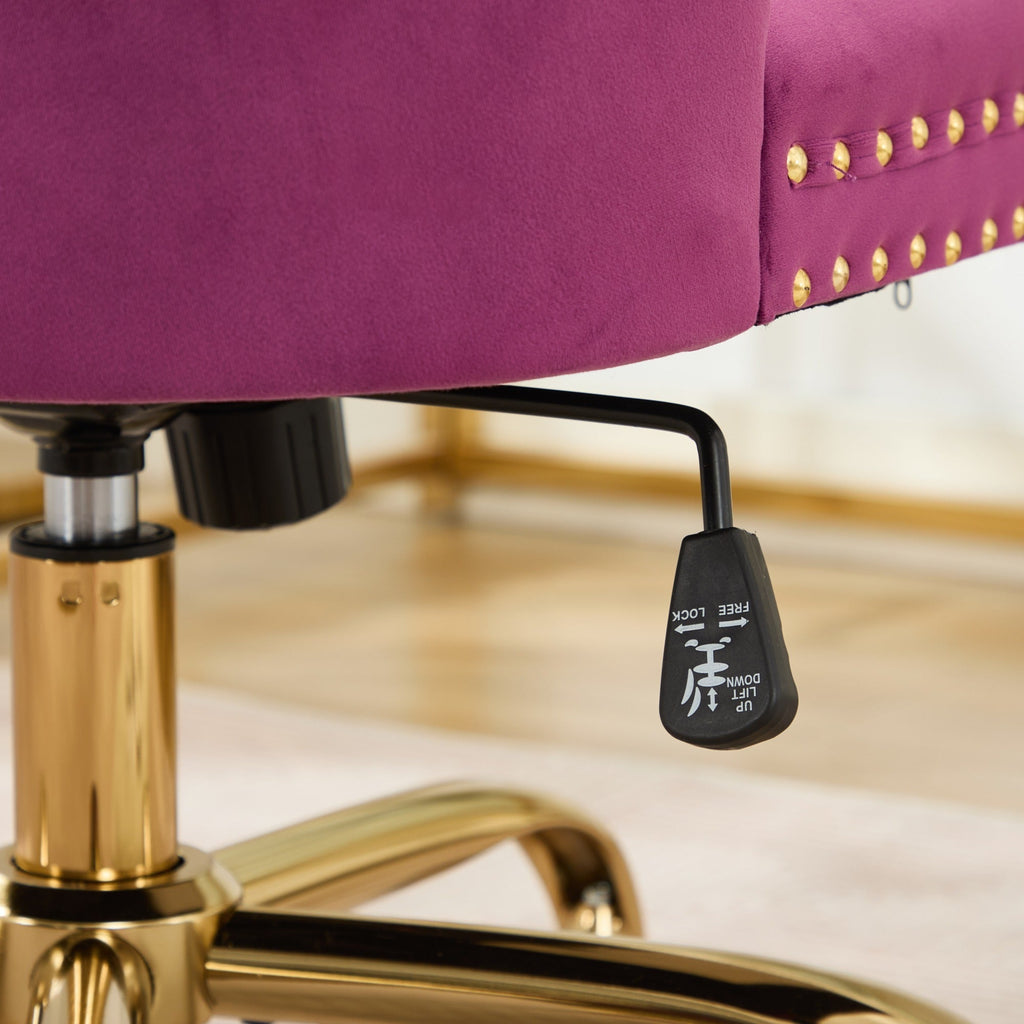 Office Chair Modern Velvet Upholstered Tufted Button (Purple)