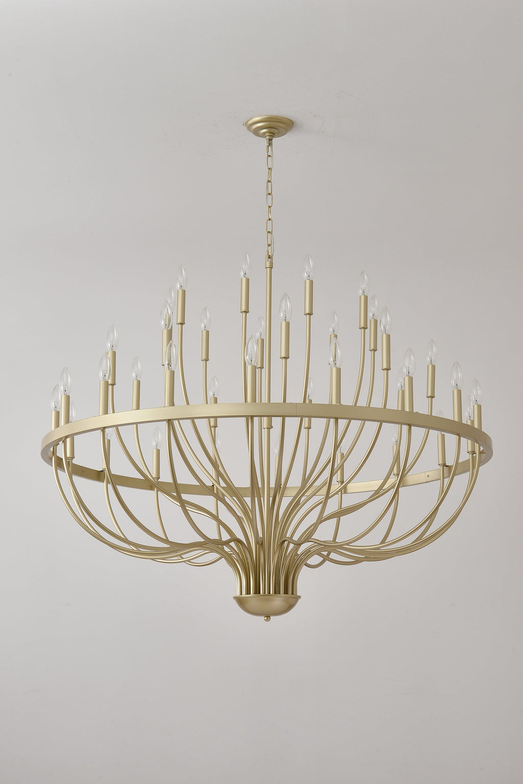 36-Light Gold Industrial Iron Candle Chandelier