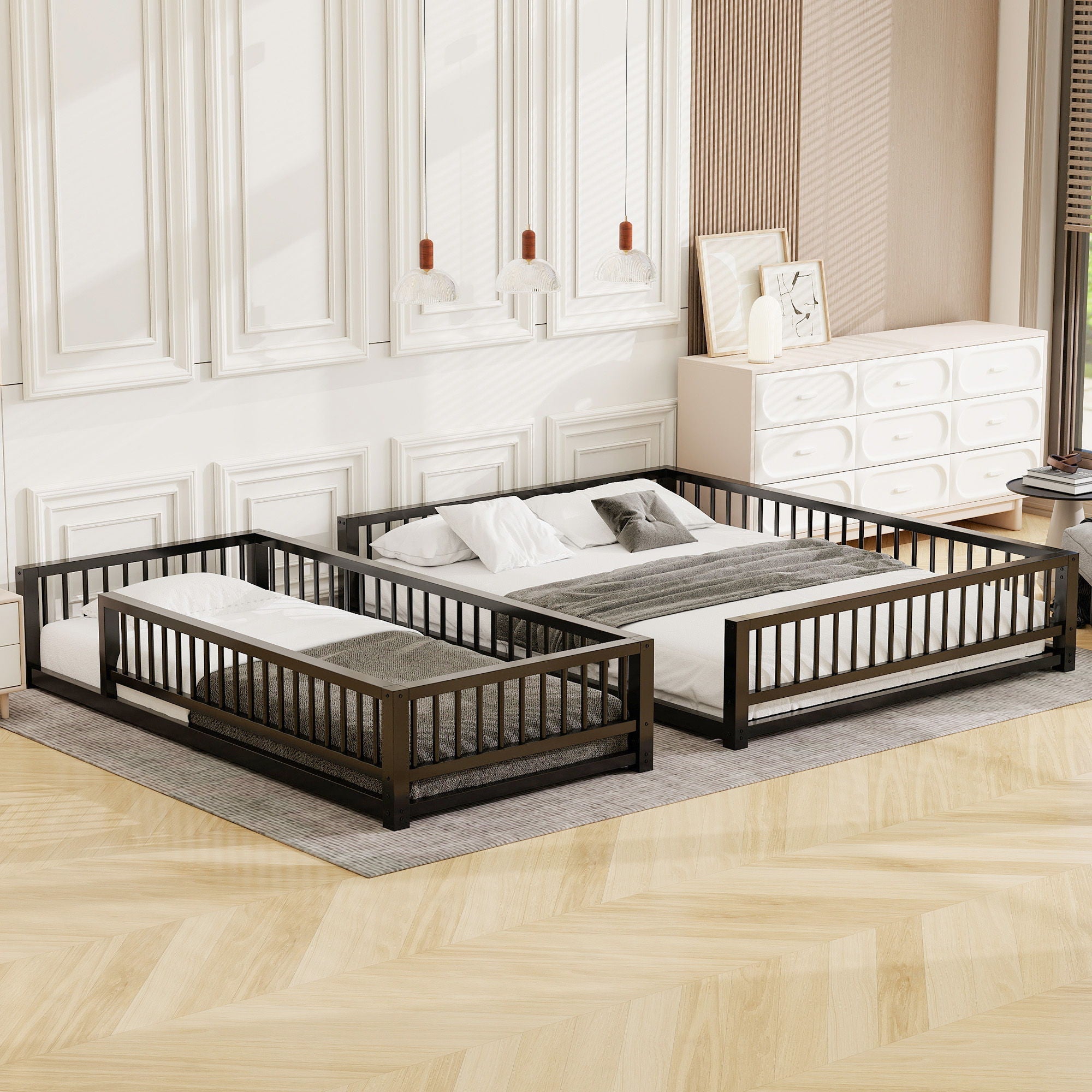 Bunk Bed With Ladder And Safety Guardrails