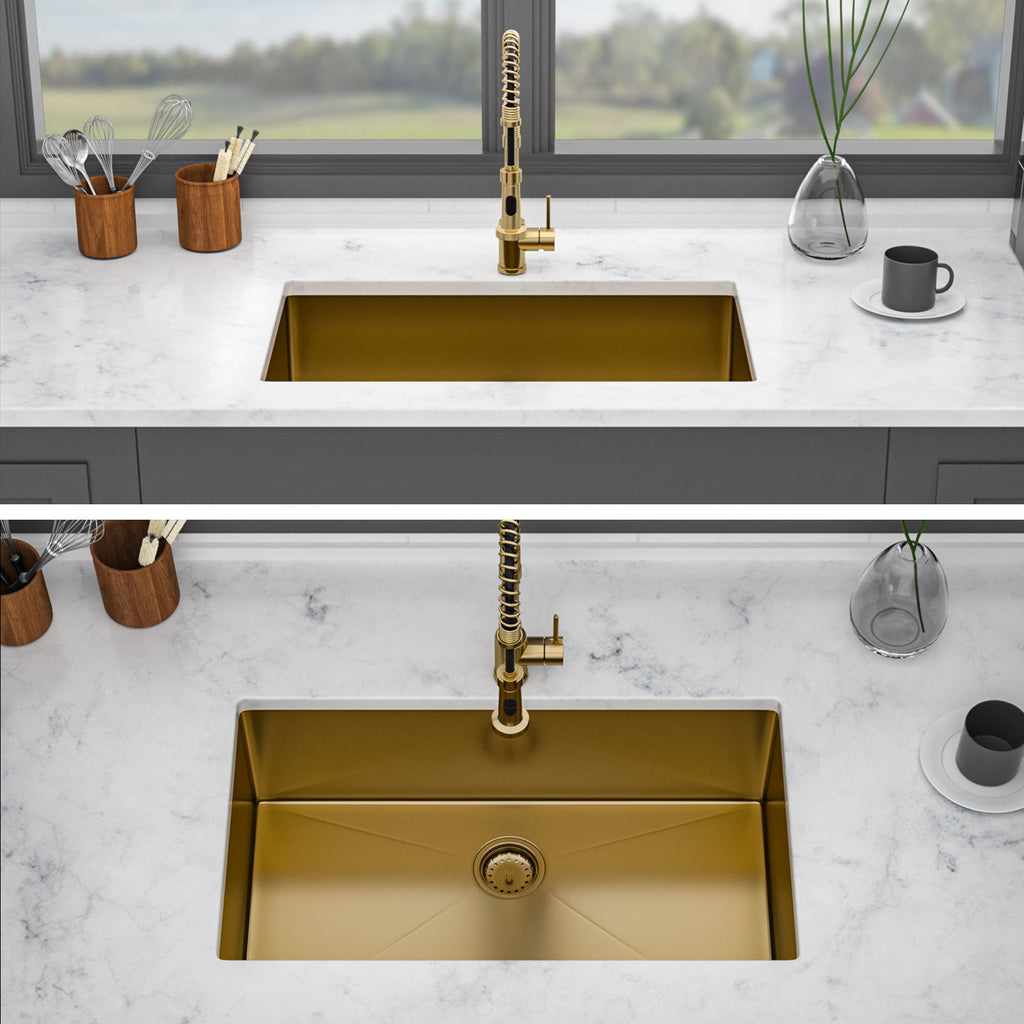 Finish Undermount Stainless Steel Kitchen Sink 32" X 19" 16 Gauge Deep Single Bowl