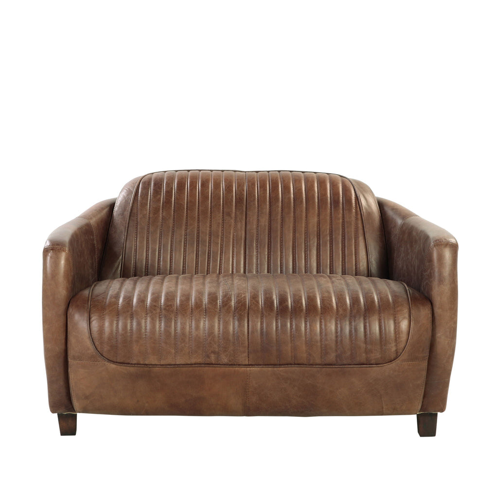 Brancaster Grain Leather Loveseat - Brown