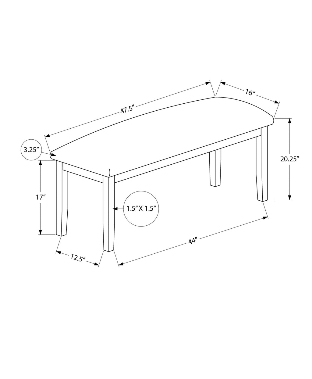 Rectangular Upholstered Hallway Bench - Transitional Design