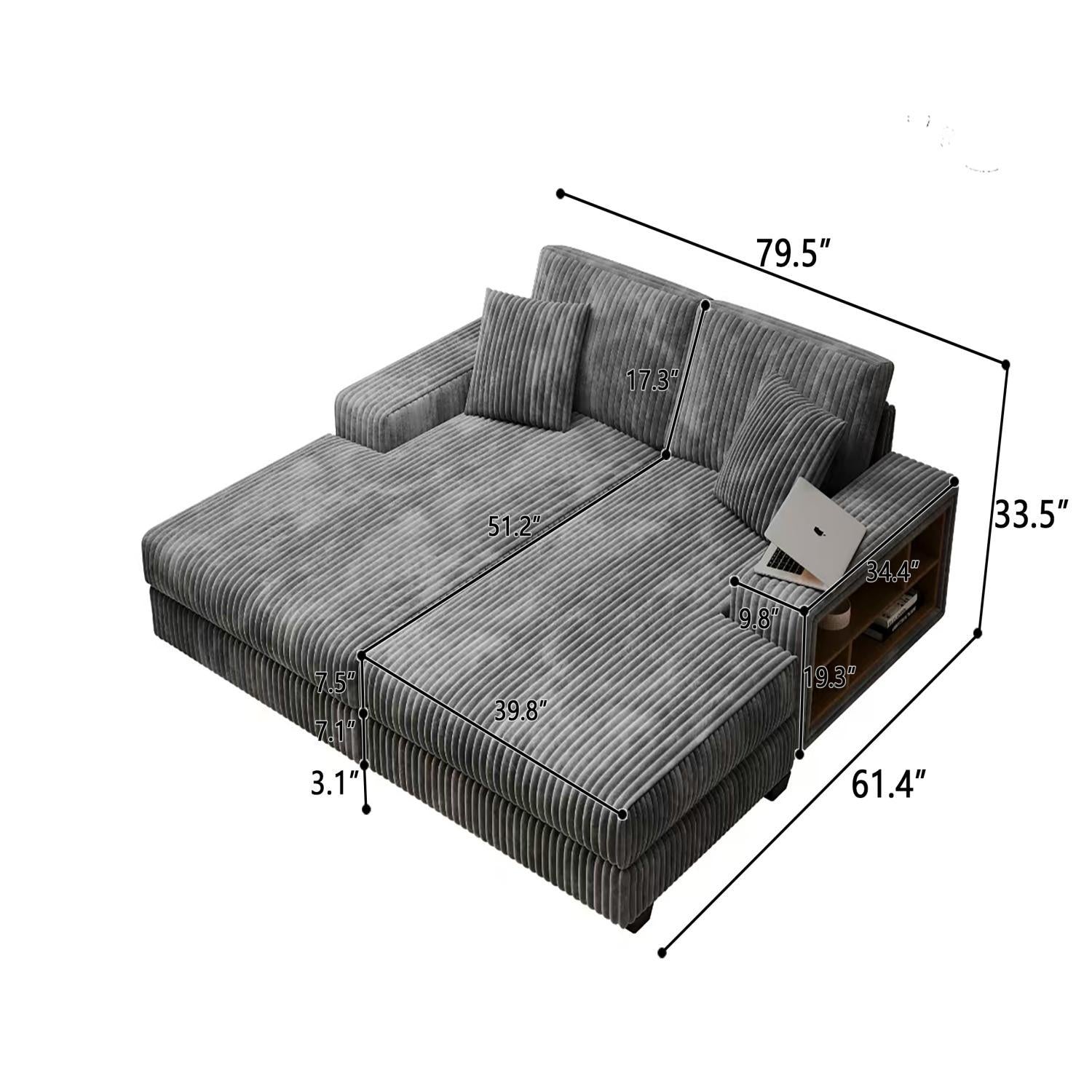 Convertible Sectional Sofa, Sleeper Oversized Living Room Lounge