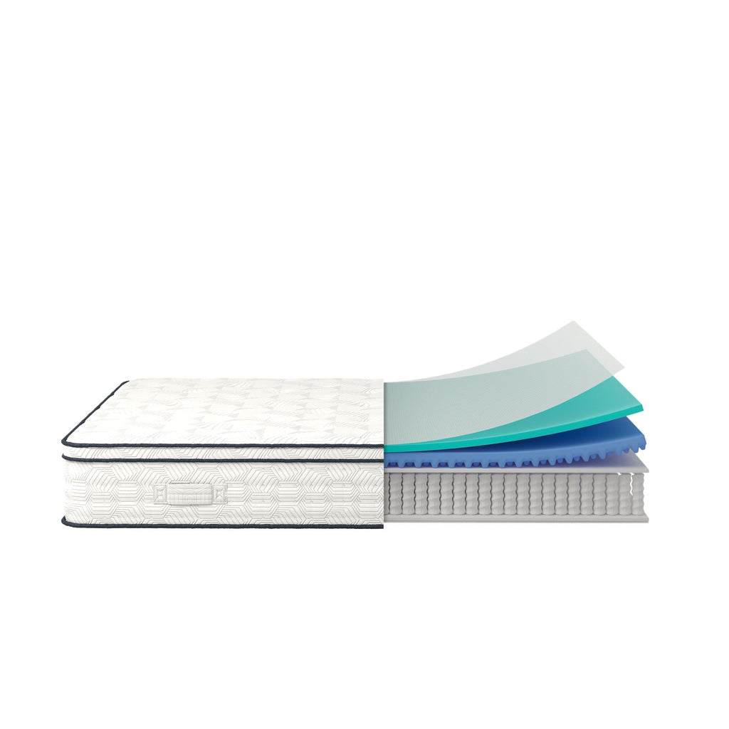 12'' Hybrid Mattress With Pocket Springs And Memory Foam, Medium Firm Support - White - Queen