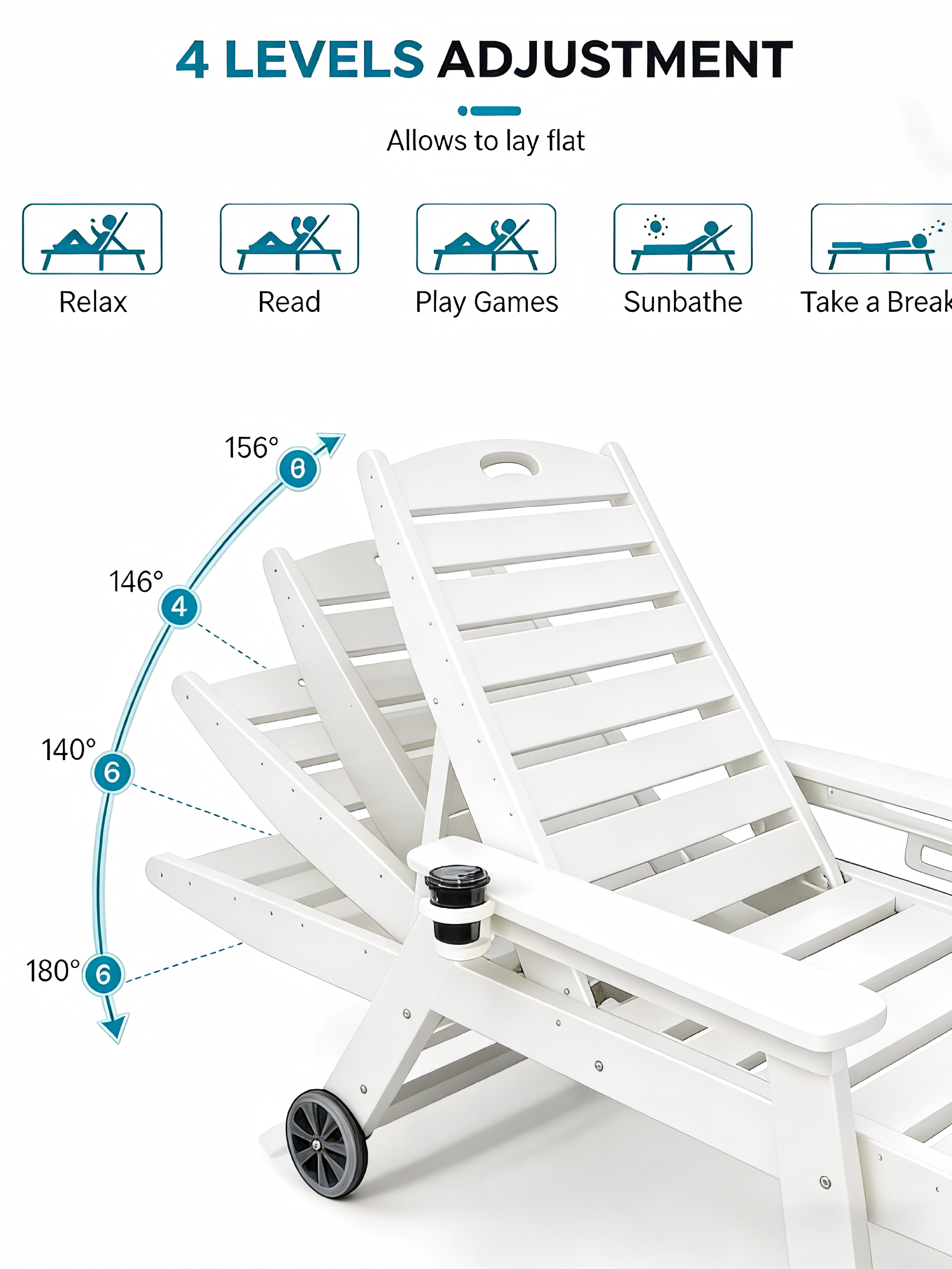 HDPE Chaise Lounge Chair Outdoor