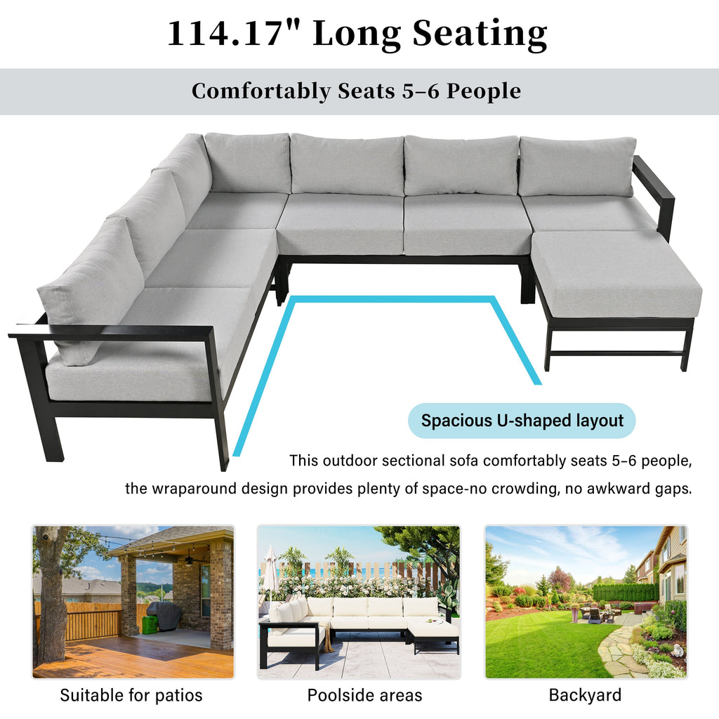 U_Style U-Shaped Outdoor Sectional Sofa Set