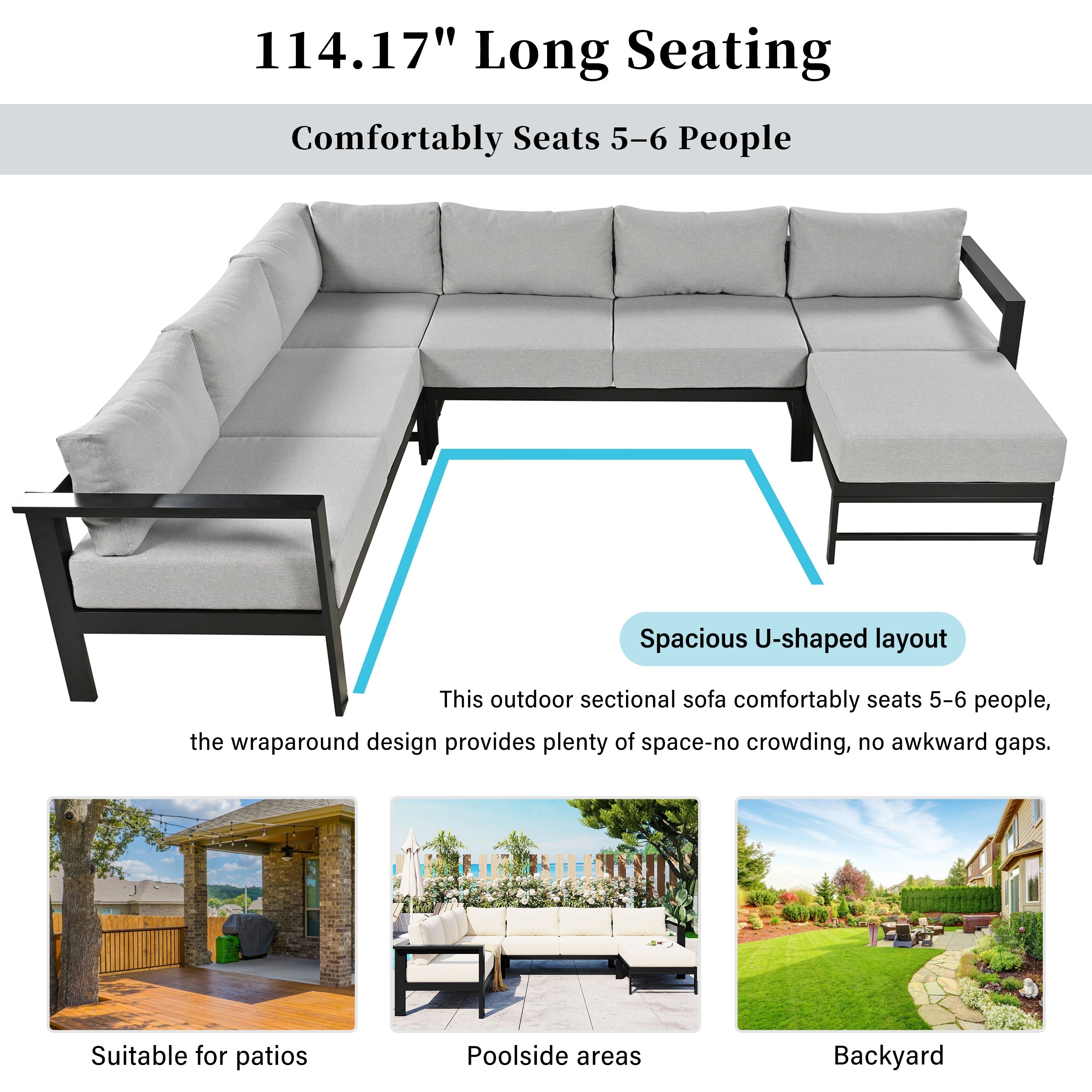 U_Style U-Shaped Outdoor Sectional Sofa Set