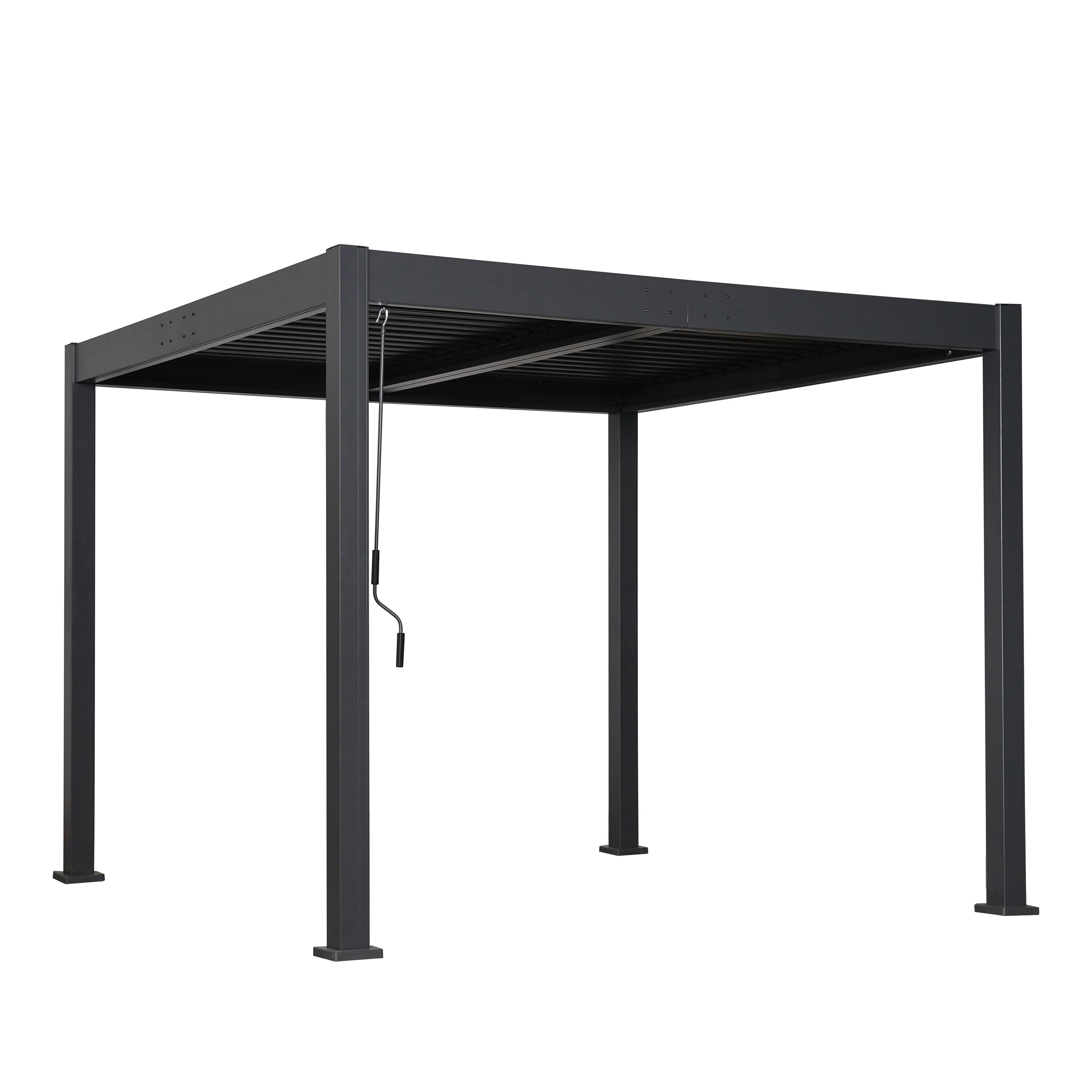 Byron Black Outdoor Pergola Aluminum with Adjustable Louvered Roof