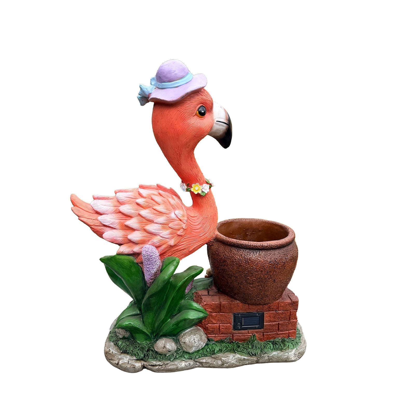 Outdoor Garden Sculpture Flamingo Flower Pot Planter