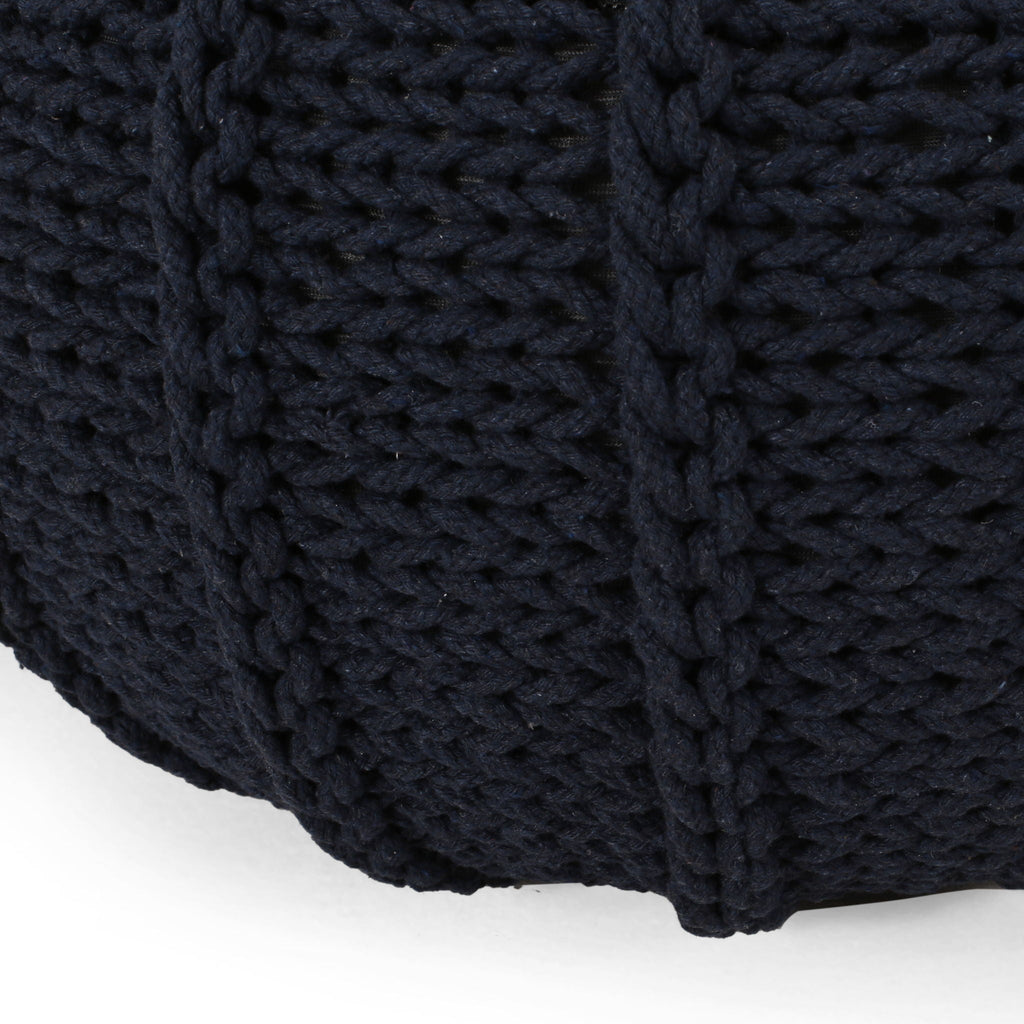 Bordeaux Knitted Round Pouf Ottoman And Floor Cushion