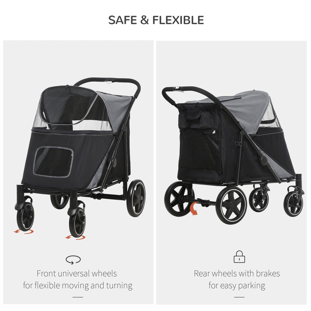 PawHut Foldable Doggy Stroller for Medium Large Dogs and Cats