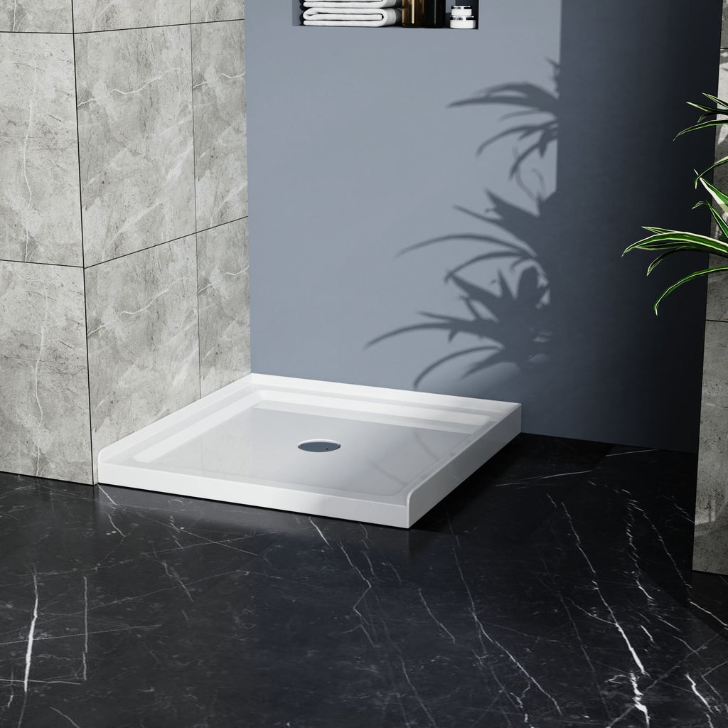 Goodyo - Centered Drain Shower With 3-Side Tile Flanges - White