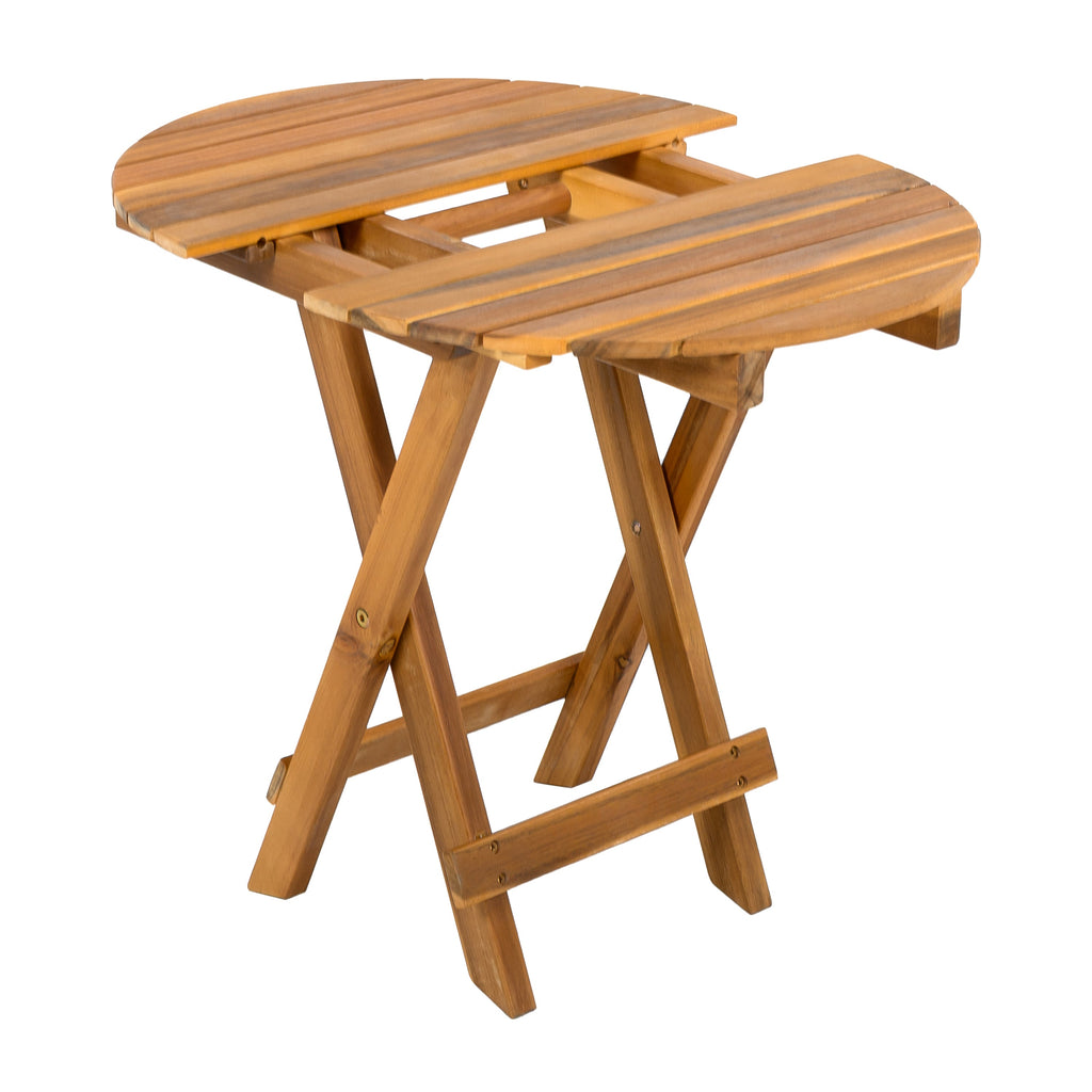 Patio Conversation Set with Foldable Acacia Wood Table and Cushioned Armchairs