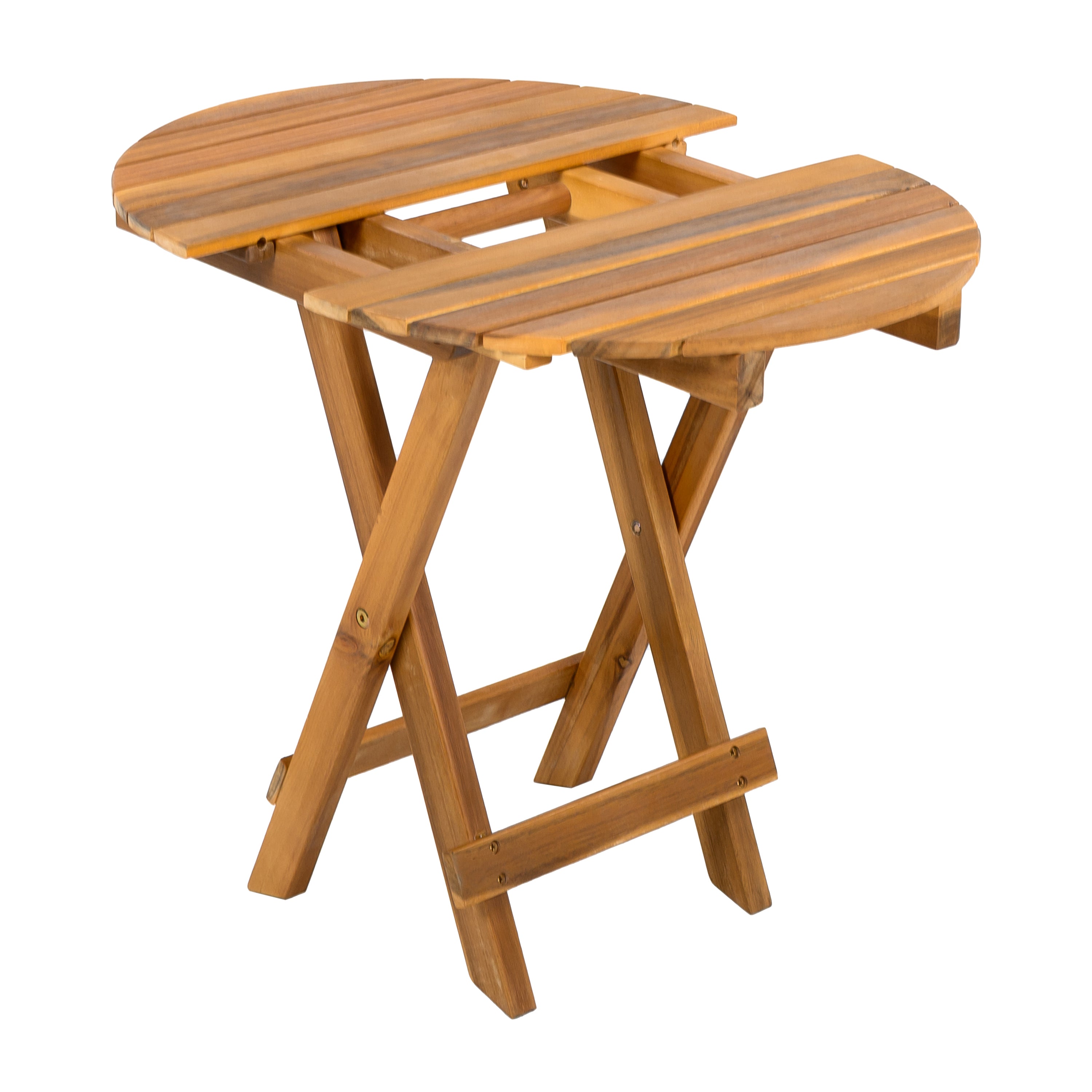 Patio Conversation Set with Foldable Acacia Wood Table and Cushioned Armchairs