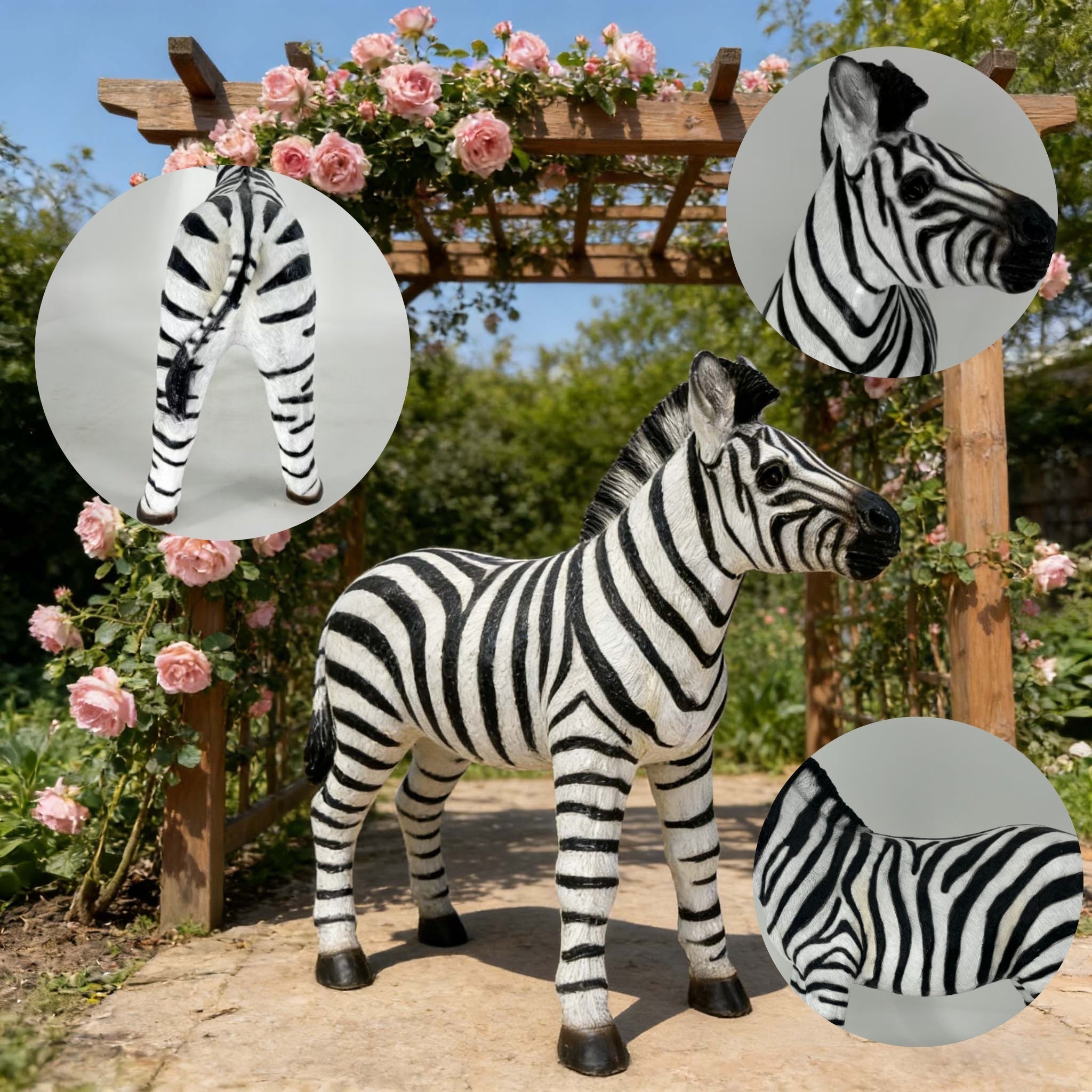 18.31" H x 19.49" L Simulated Zebra Garden Statue