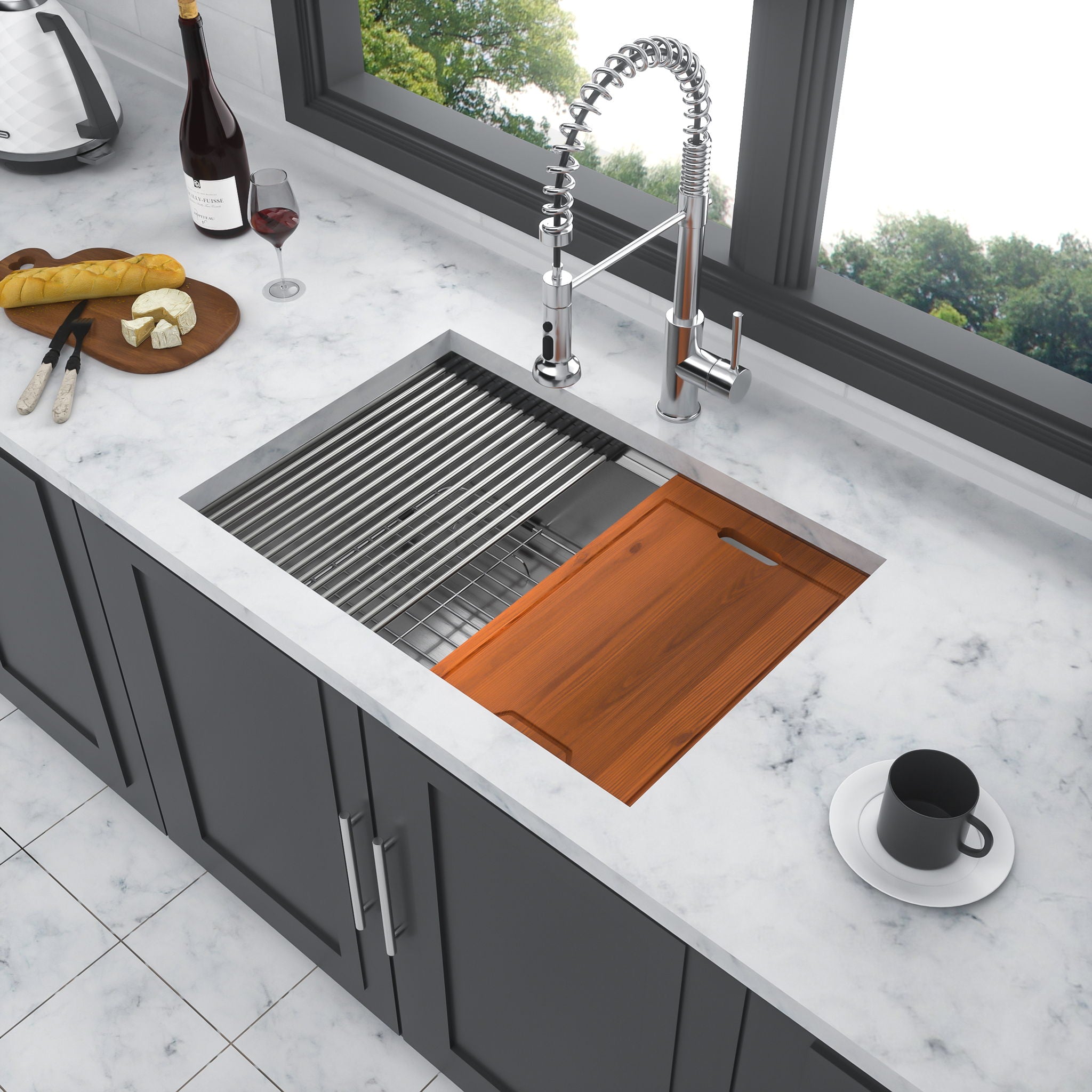 Single Bowl Undermount Workstation Kitchen Sink with Accessories