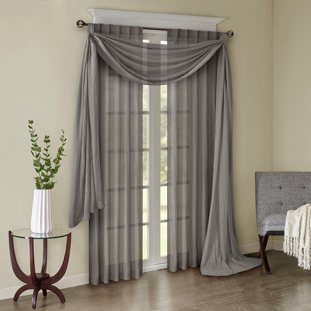 Solid Crushed Curtain Panel Pair (2 Pcs) - Grey