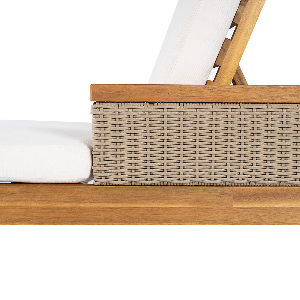 76.8" Solid Acacia Wood Sun Lounger Set of 2 with Cushions
