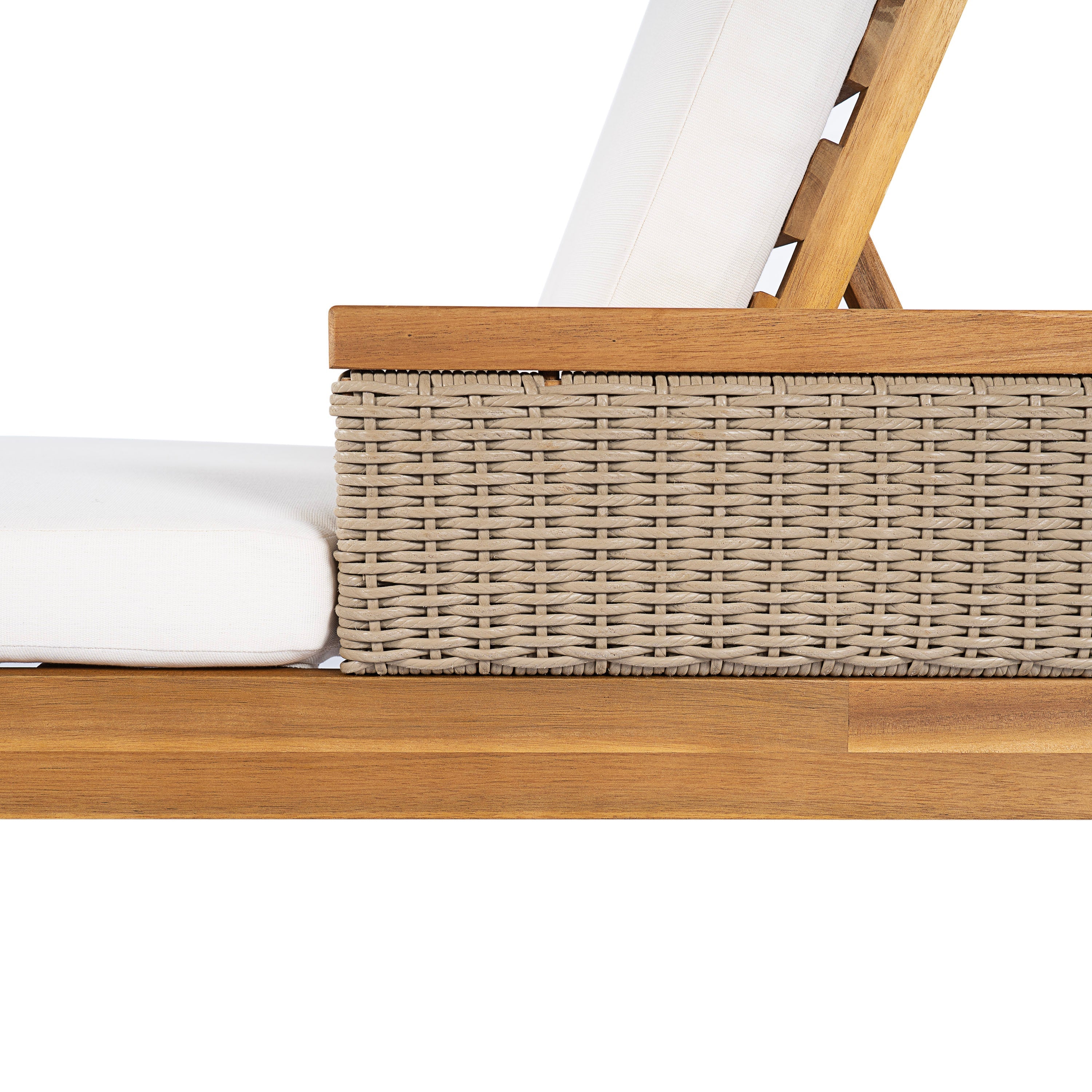 76.8" Solid Acacia Wood Sun Lounger Set of 2 with Cushions