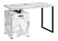 Computer Desk with Marble Look Laminate and Storage Drawers - White
