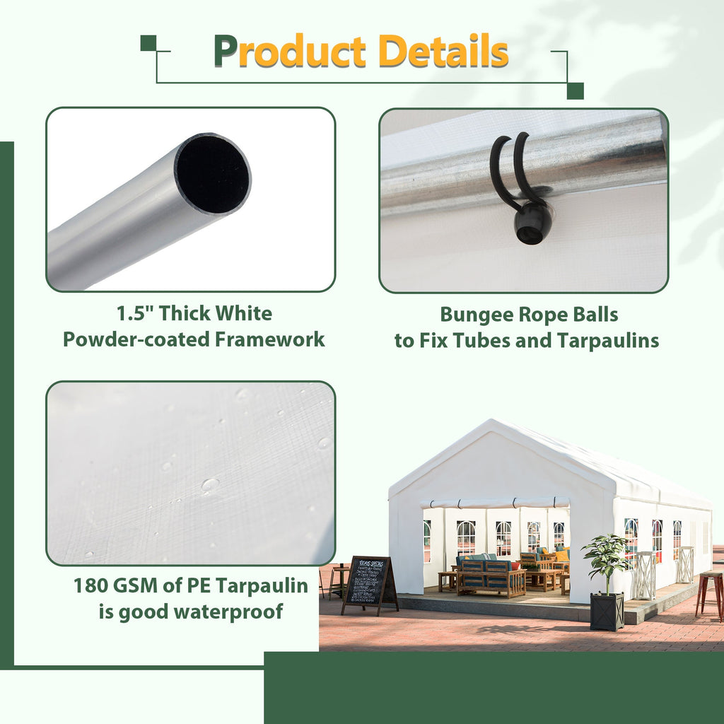 16x32 Ft Party Tent with Removable Sidewalls and Storage Bags