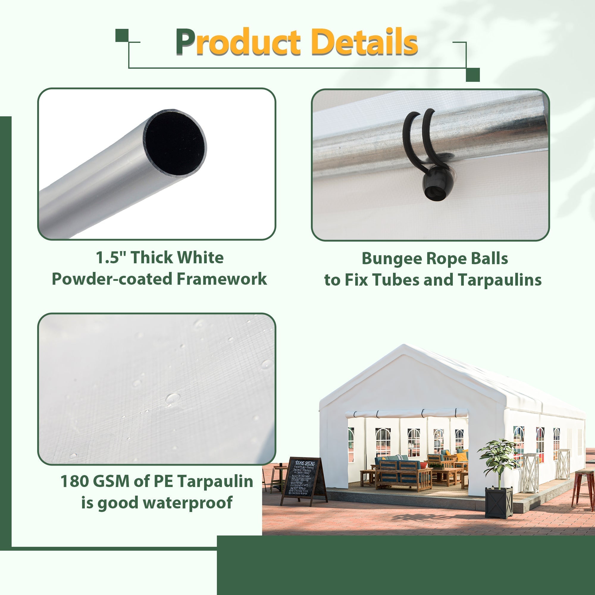 16x32 Ft Party Tent with Removable Sidewalls and Storage Bags