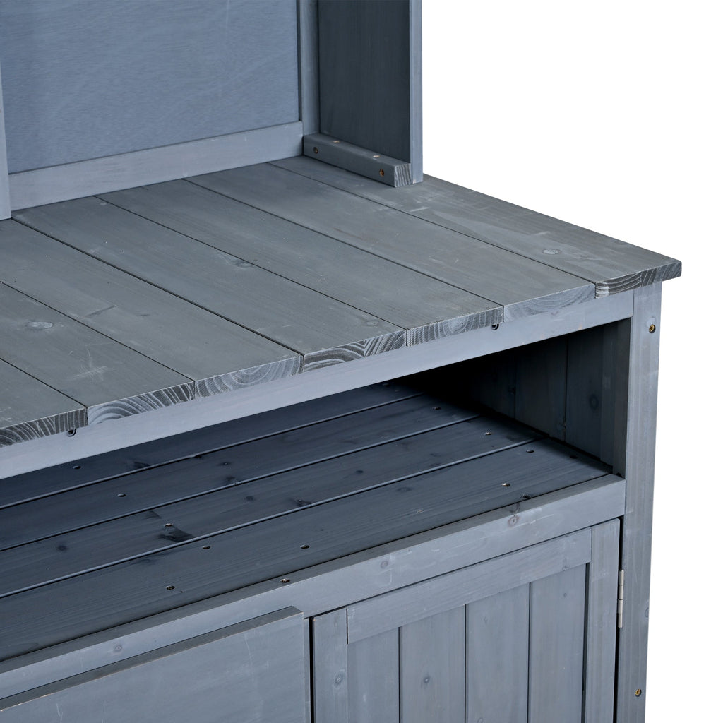 TOPMAX Large Fir Wood Potting Bench with Hutch and Storage