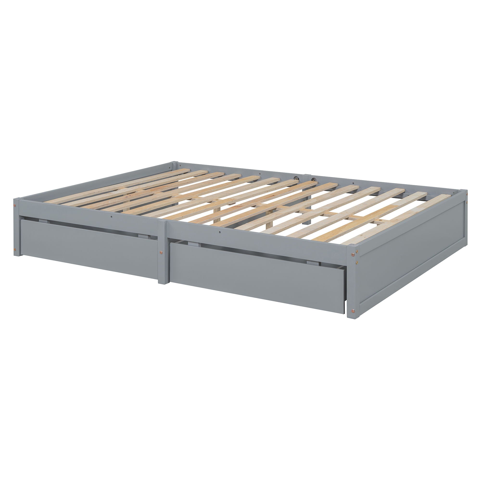 Daybed With Fence Guardrails And 2 Drawers, Split Into Independent Floor Bed & Daybed