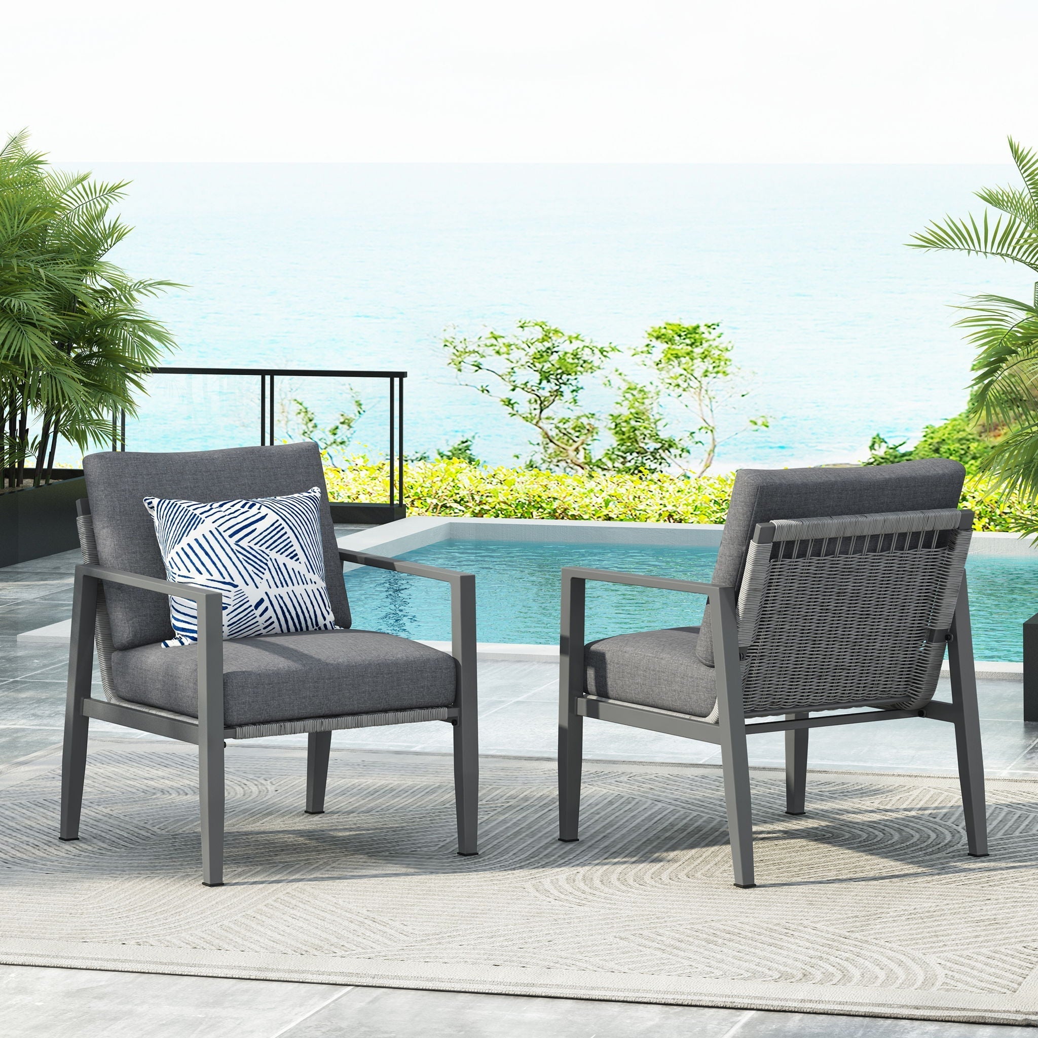 Modern Lounge Chair With Rope Accents And Cushions