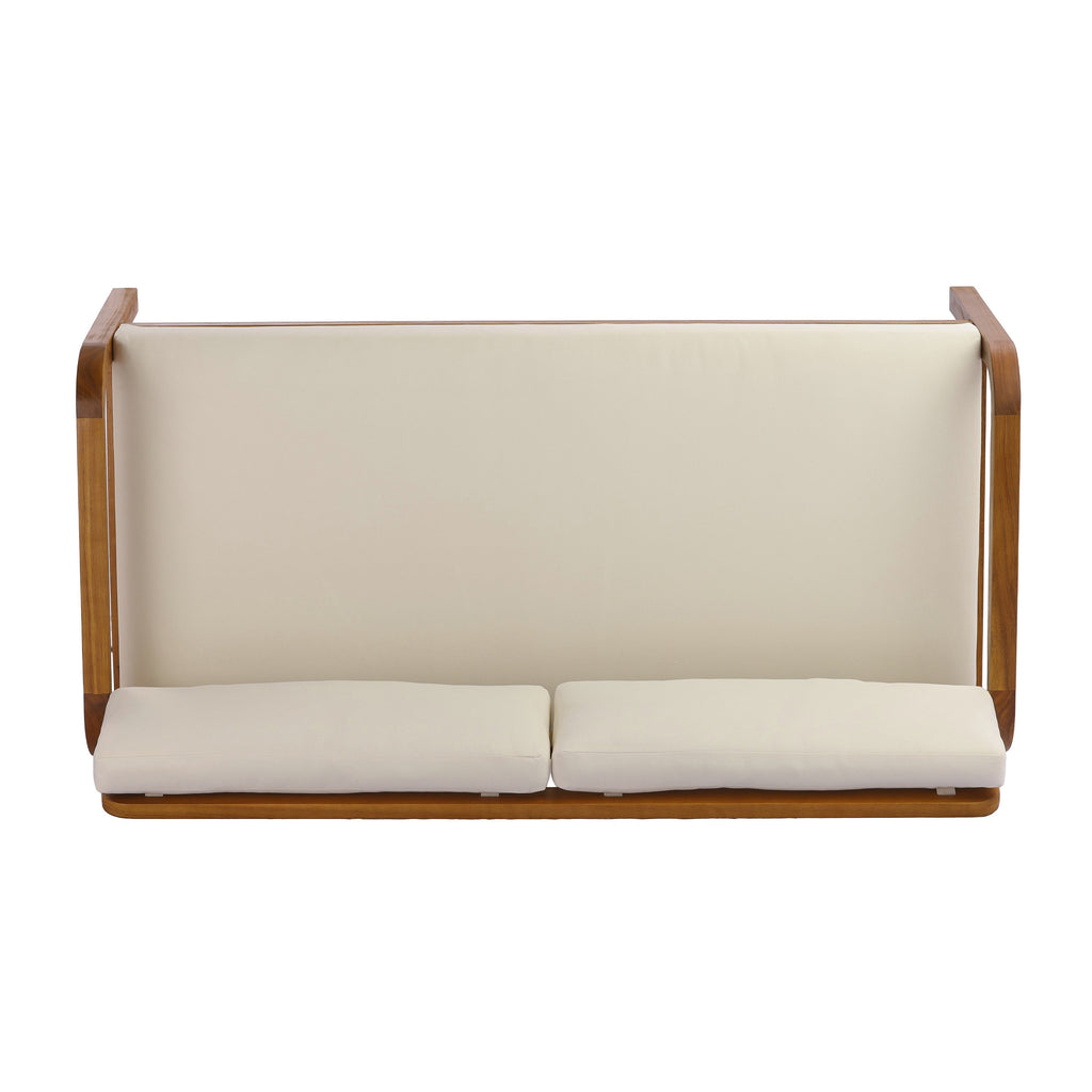 2-Pieces Outdoor Sofa Set with Cushions Teak Acacia Wood