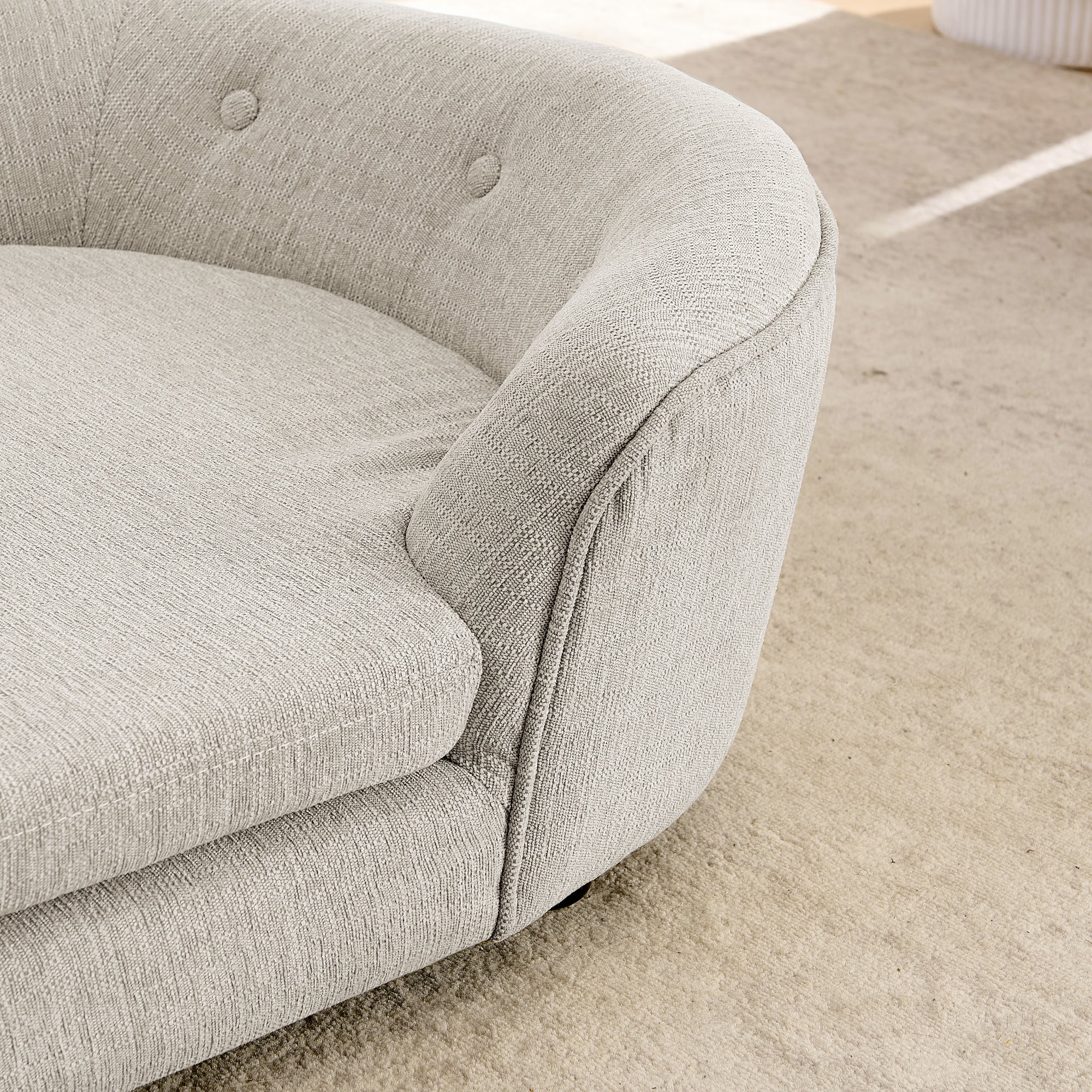 OVERSIZED Size Oval Semi-Enclosed Dog Sofa - Durable Linen Material, Button-Tufted Backrest, High-Center Low-Sides Support & Plush Comfort-Beige