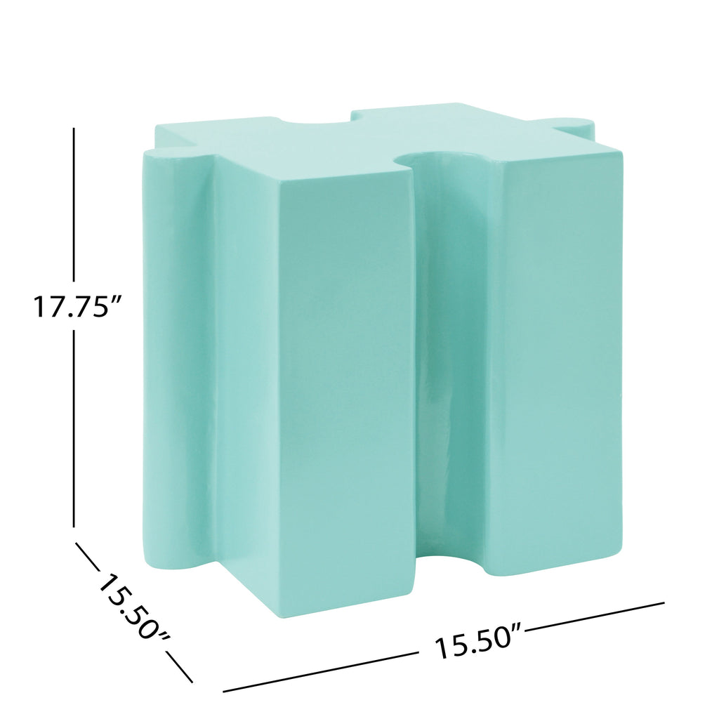 3-Piece Artistic Puzzle Table Set, Modular MGO Side Tables with Interlocking Design