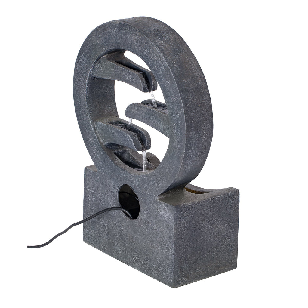 26.77'H Gray Circular Polyresin Outdoor Water Fountain with LED Light