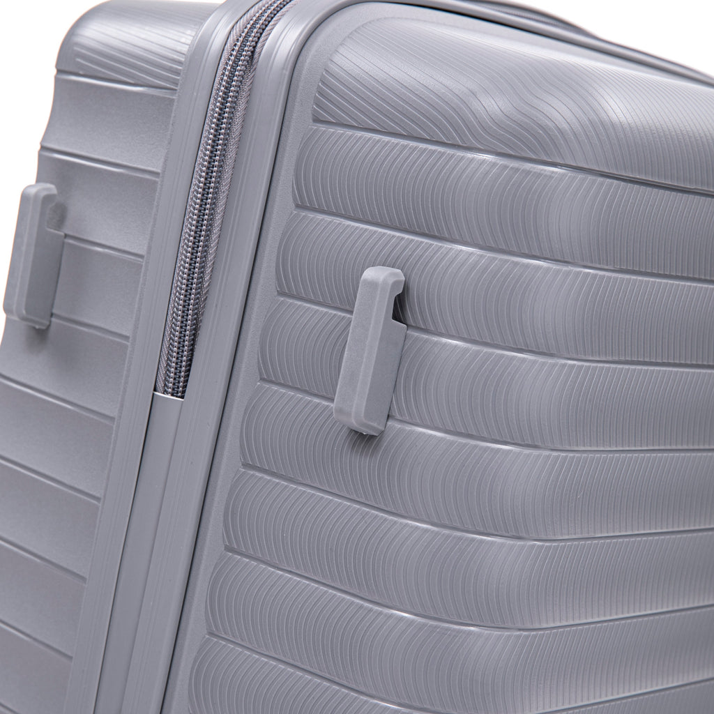 4-Piece PP Spinner Wheel Luggage Set with Cosmetic Case, Light Gray