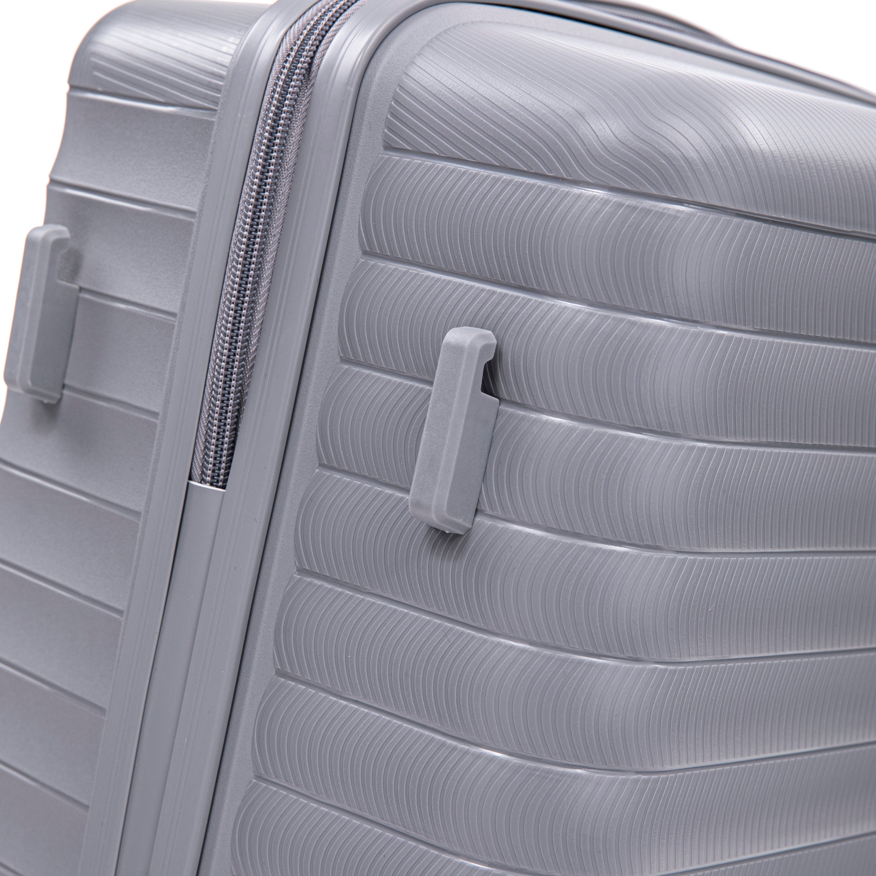 4-Piece PP Spinner Wheel Luggage Set with Cosmetic Case, Light Gray