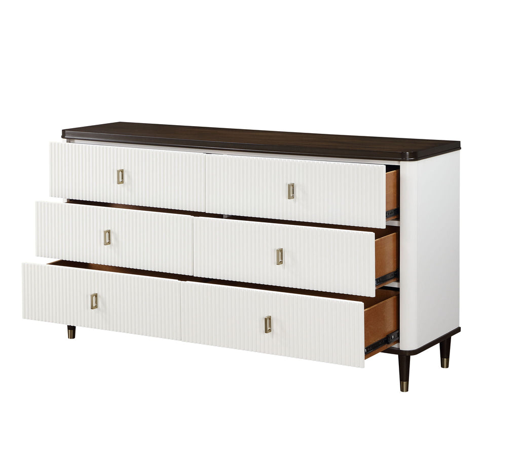 Carena Dresser with Jewelry Tray - White / Walnut