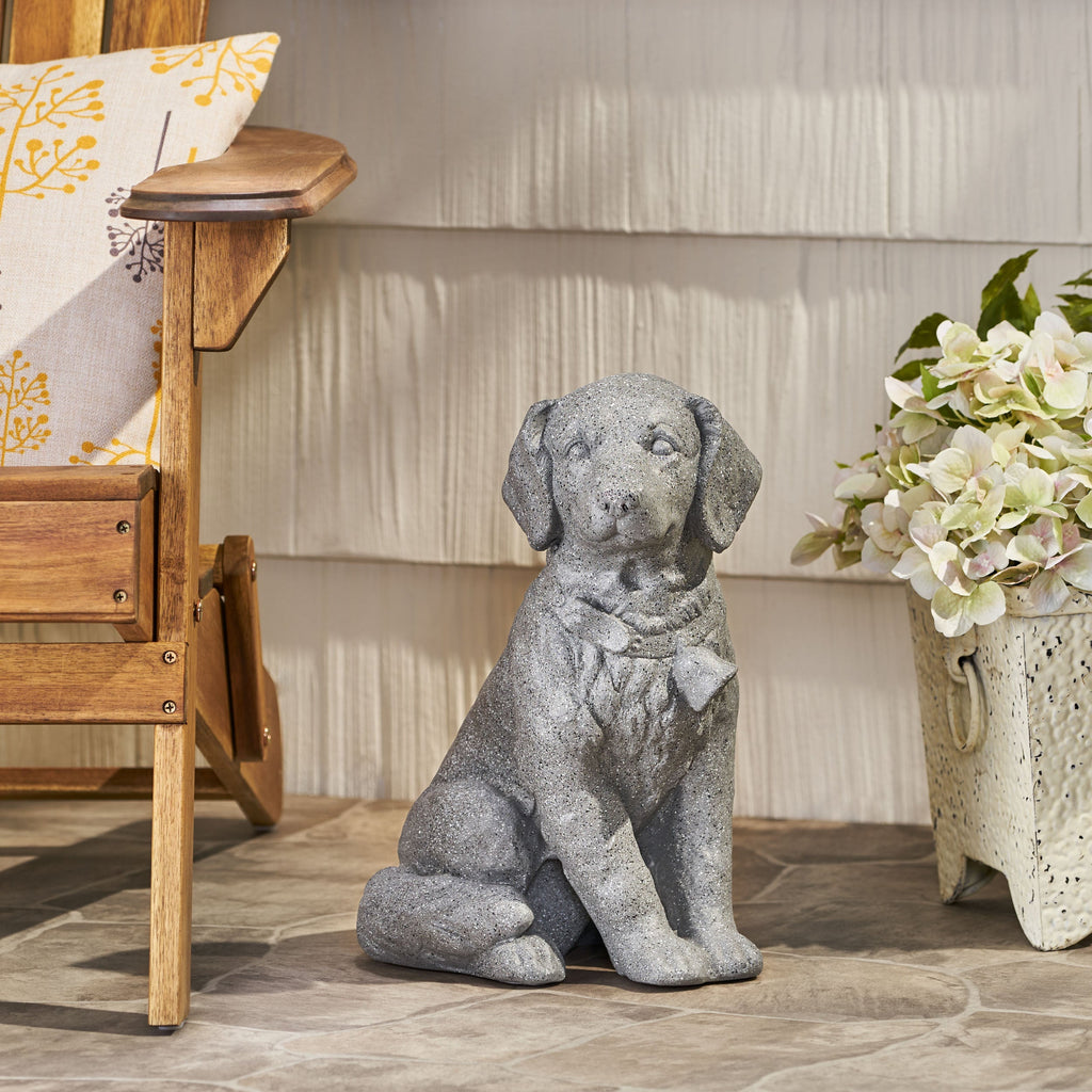 MGO Dog Statue, Outdoor Stone Gray