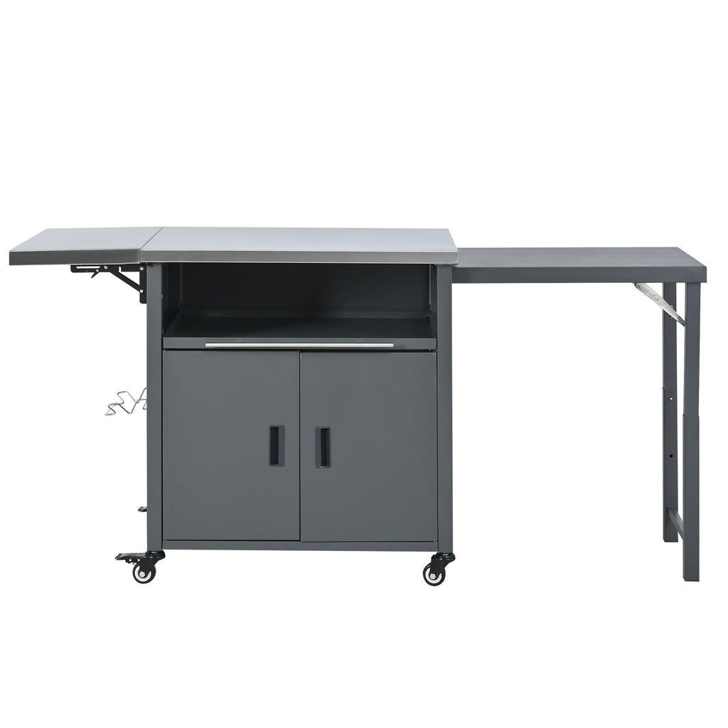 Foldable Outdoor Prep Station BBQ Cart Patio Dining Cart