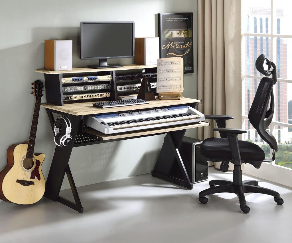 Eleazar Music Recording Studio Desk - Natural Oak