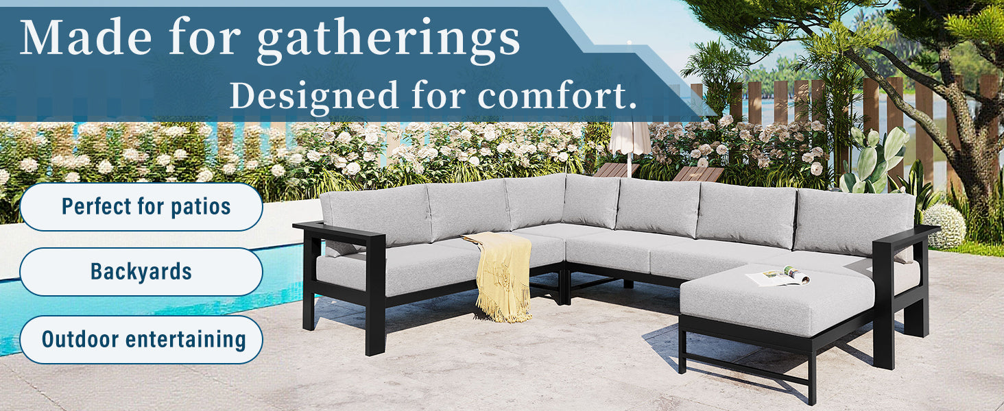 U_Style U-Shaped Outdoor Sectional Sofa Set